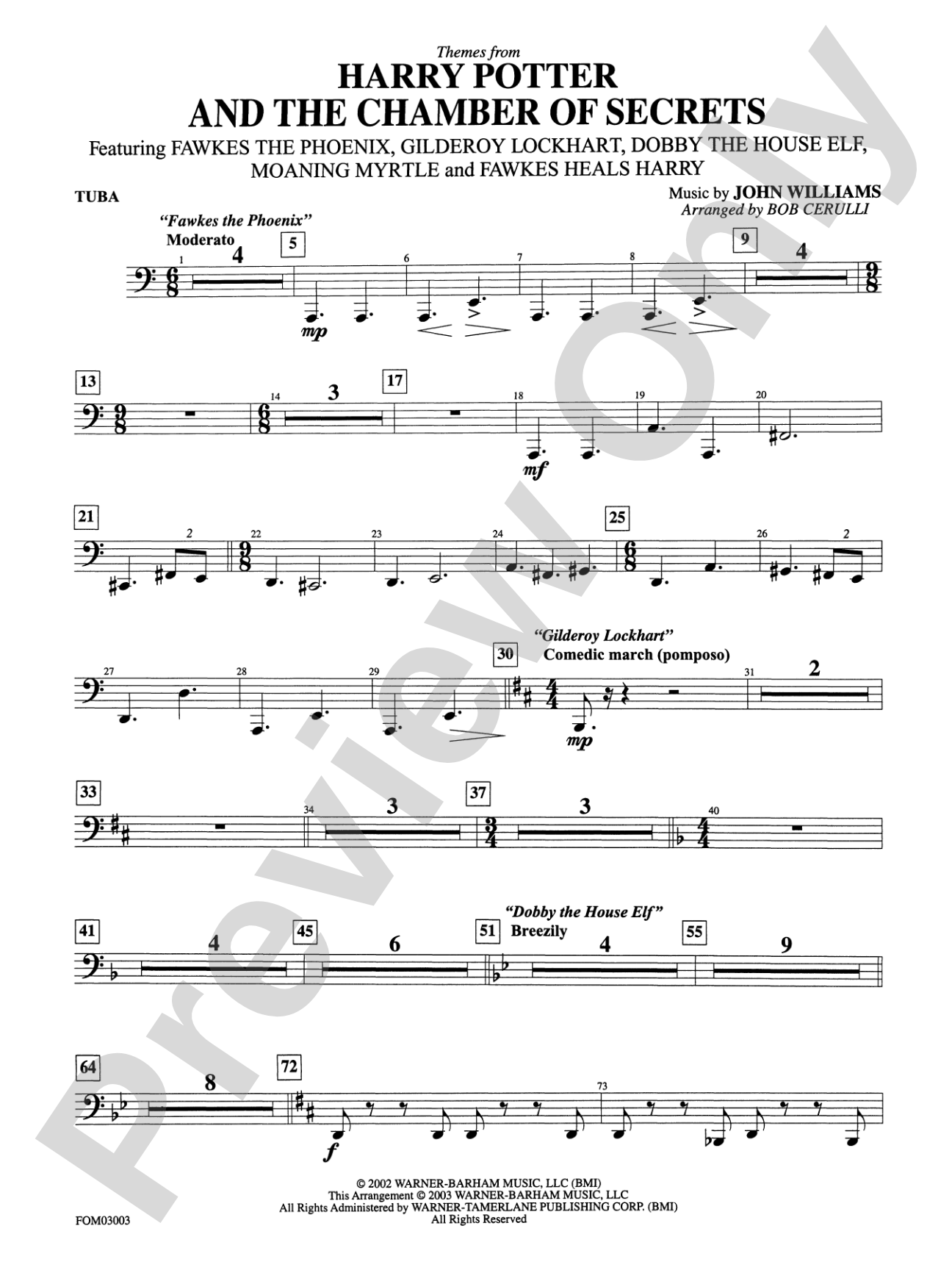 Harry Potter and the Chamber of Secrets, Themes from: Tuba