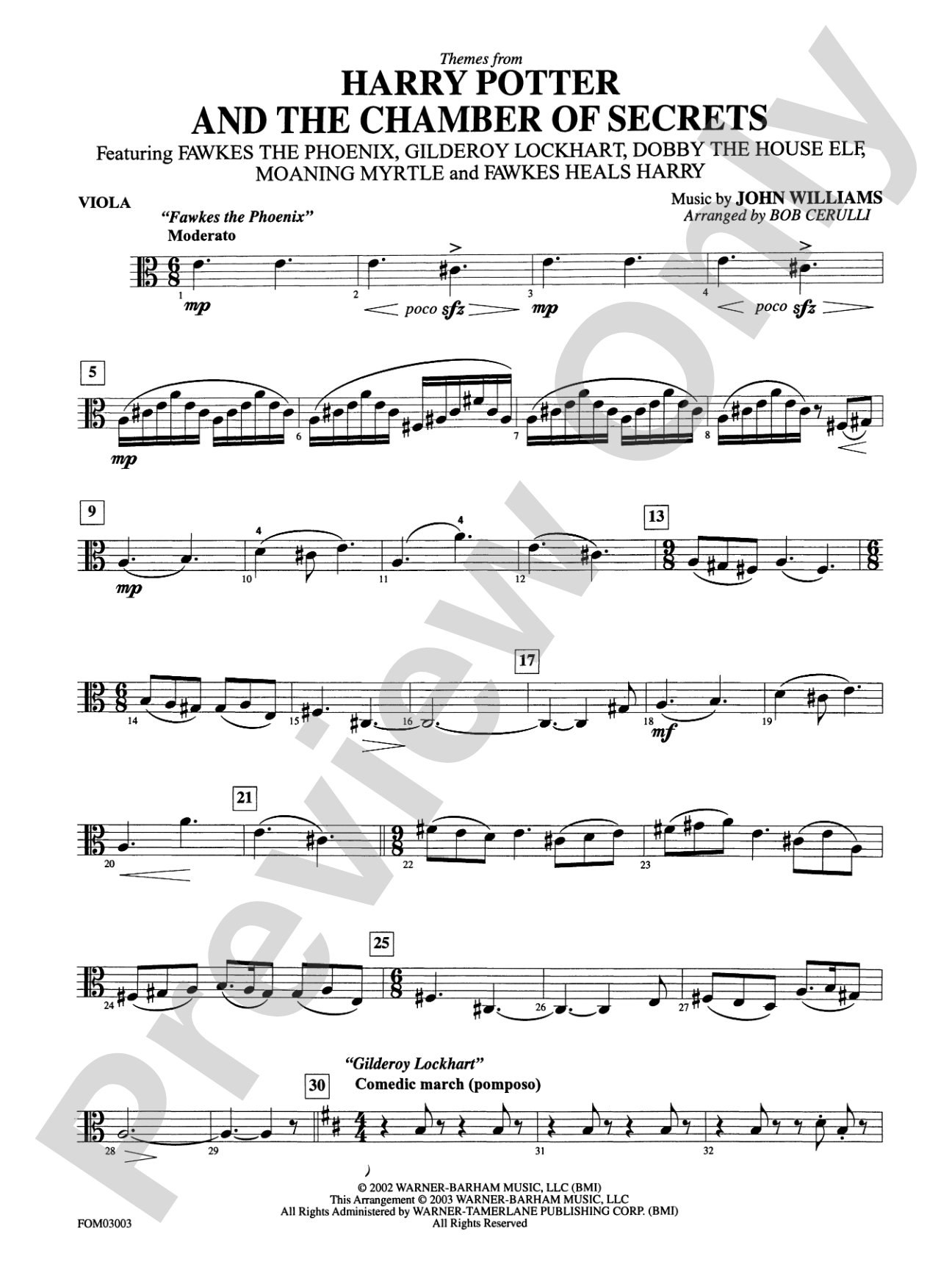 Harry Potter and the Chamber of Secrets, Themes from: Viola