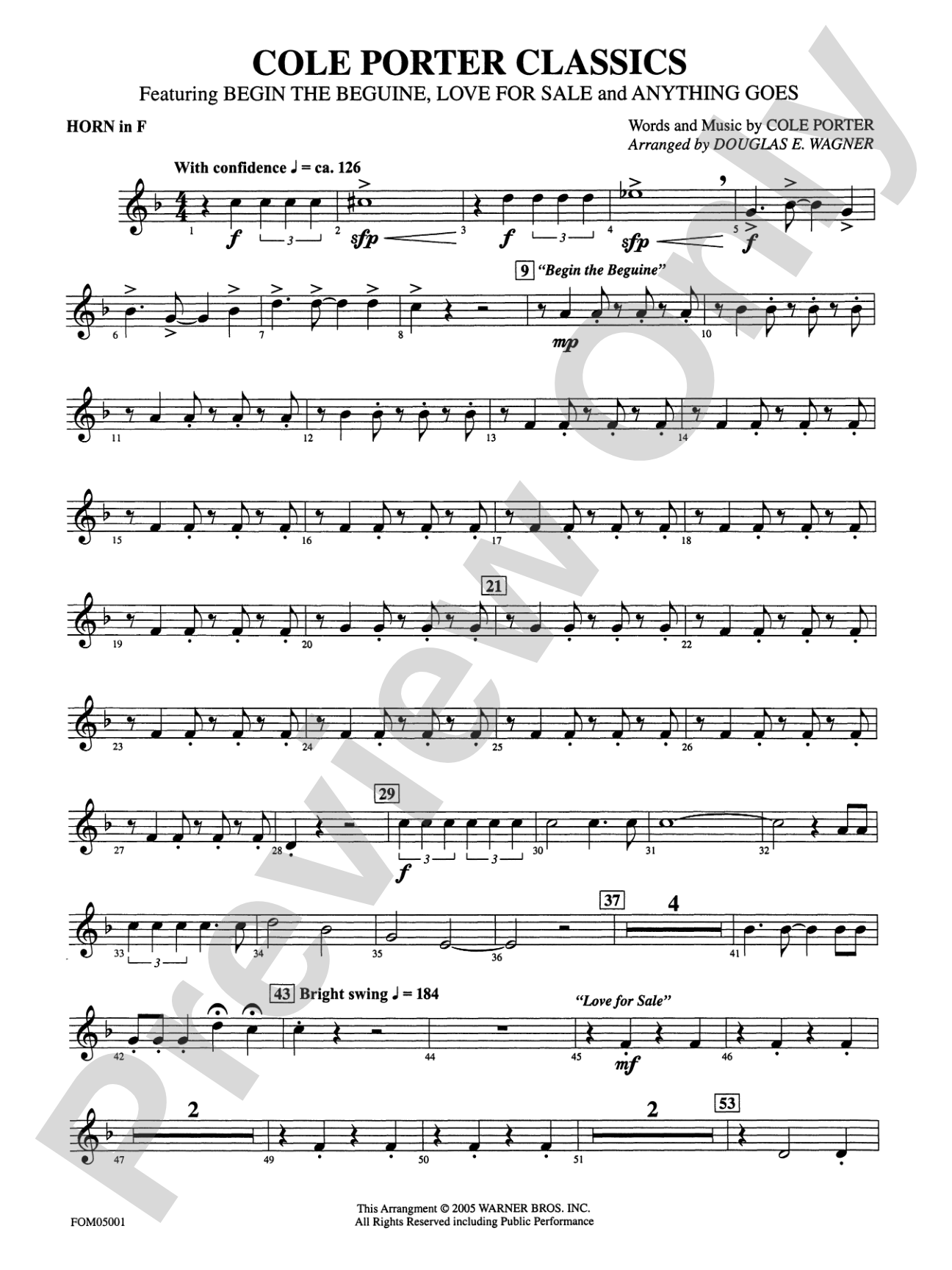 Cole Porter Classics: 1st F Horn