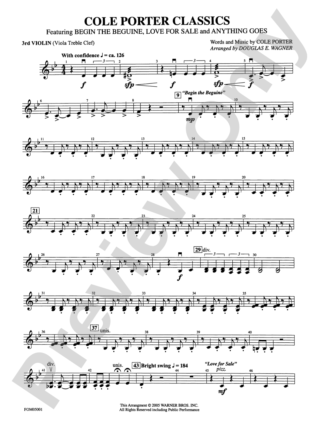 Cole Porter Classics: 3rd Violin (Viola [TC])