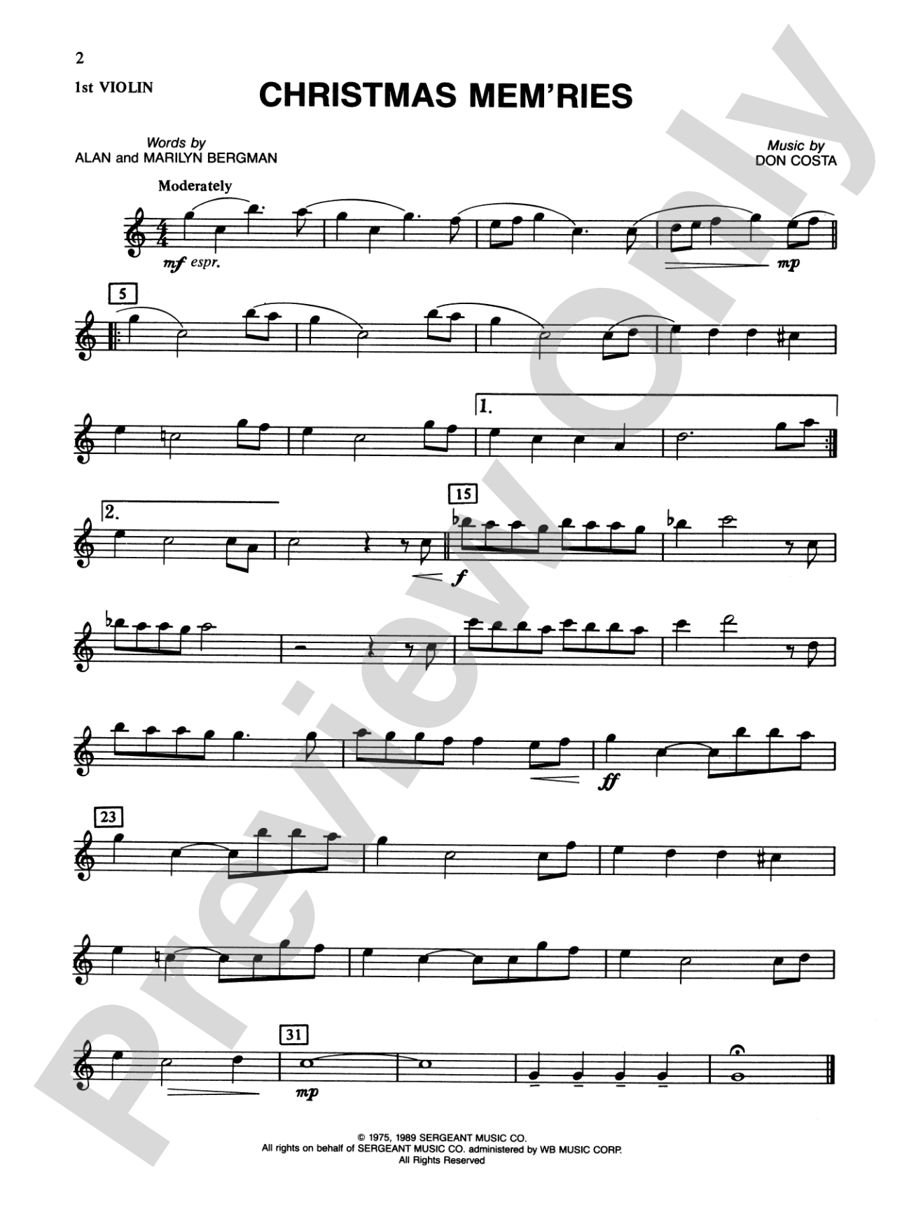 Popular Yuletide Favorites: 1st Violin