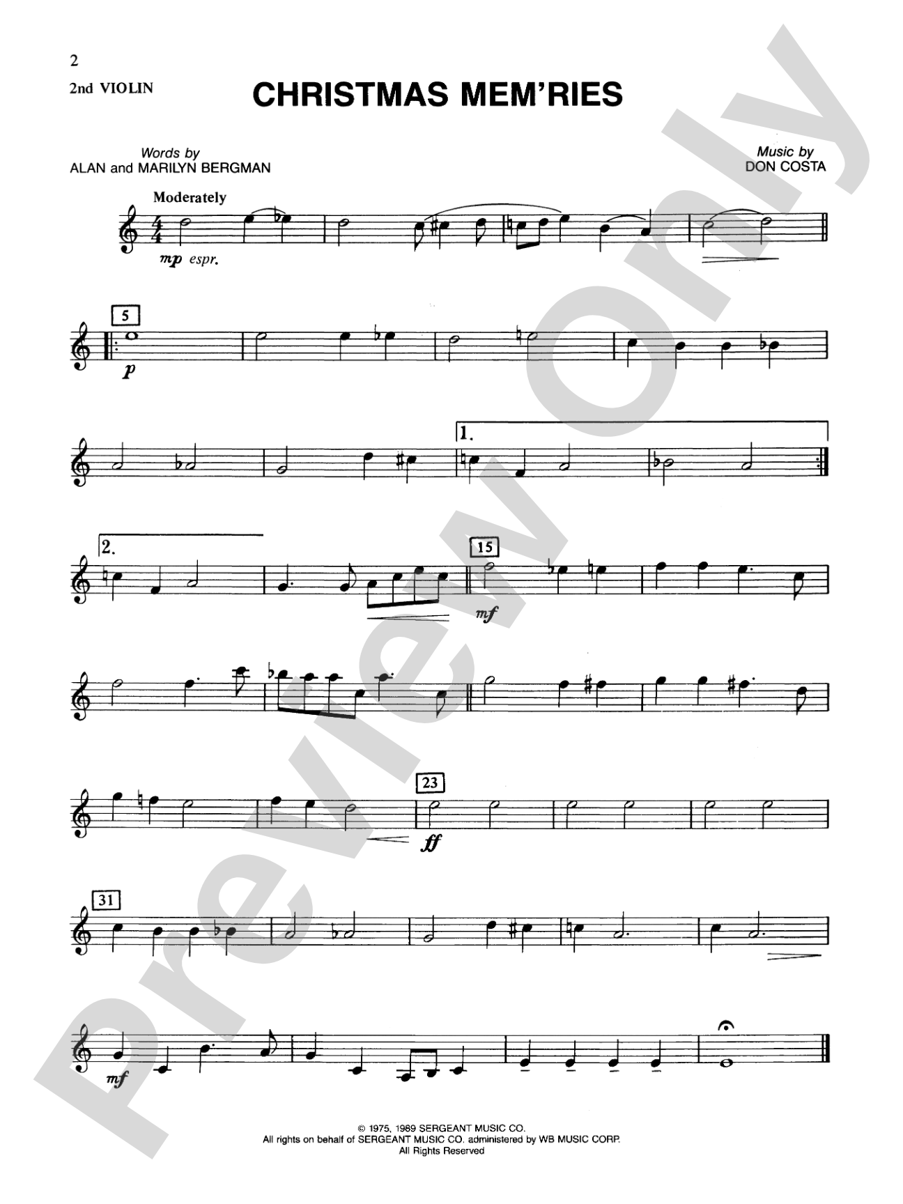Popular Yuletide Favorites: 2nd Violin