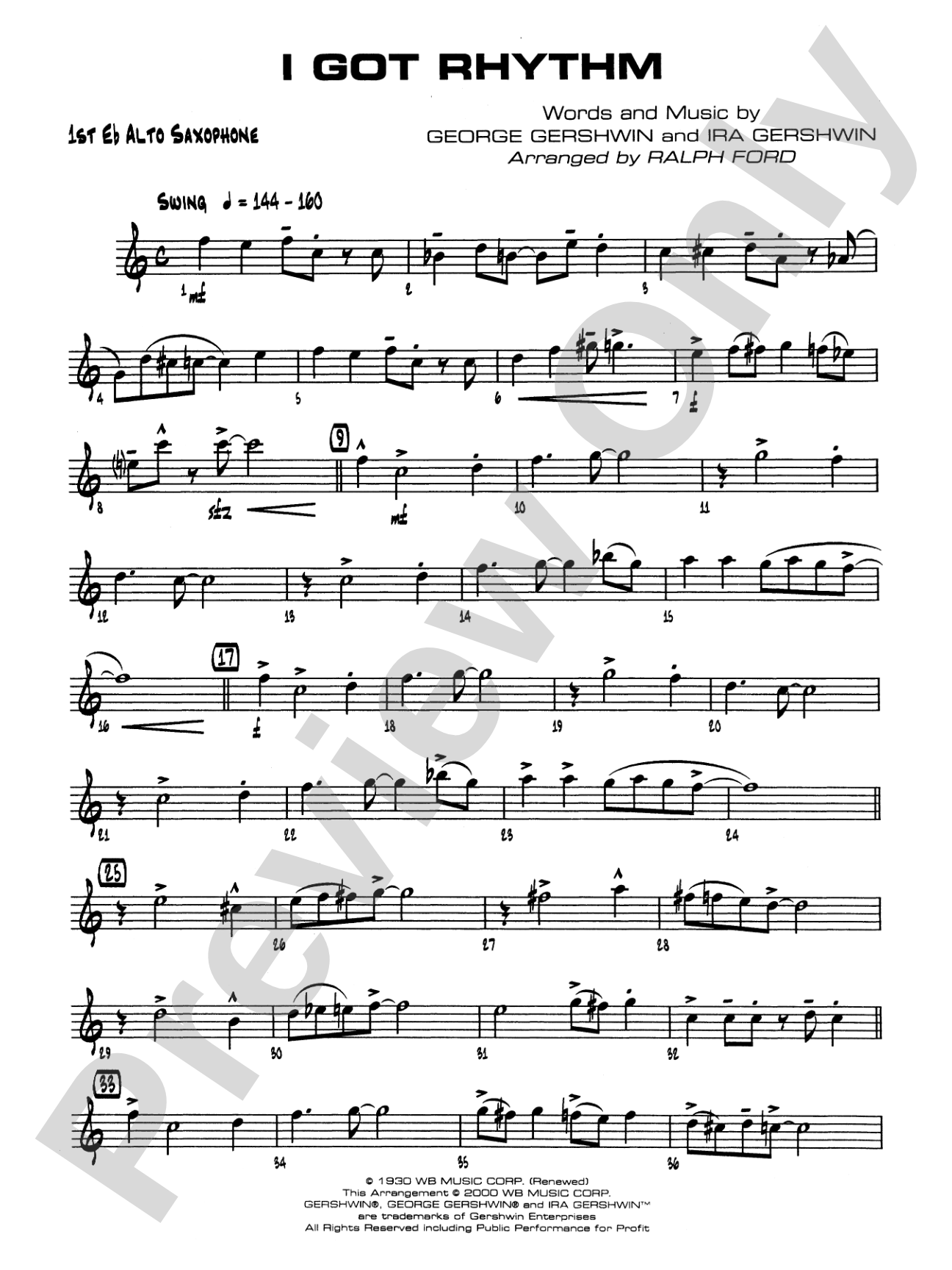 I Got Rhythm: E-flat Alto Saxophone