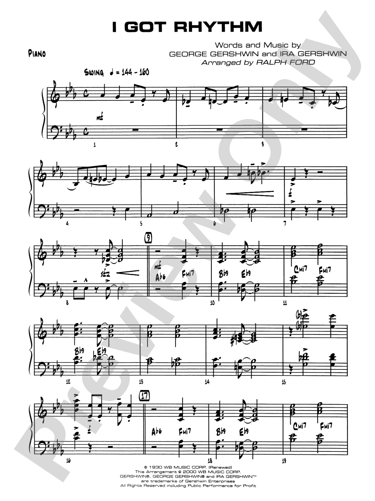 I Got Rhythm: Piano Accompaniment