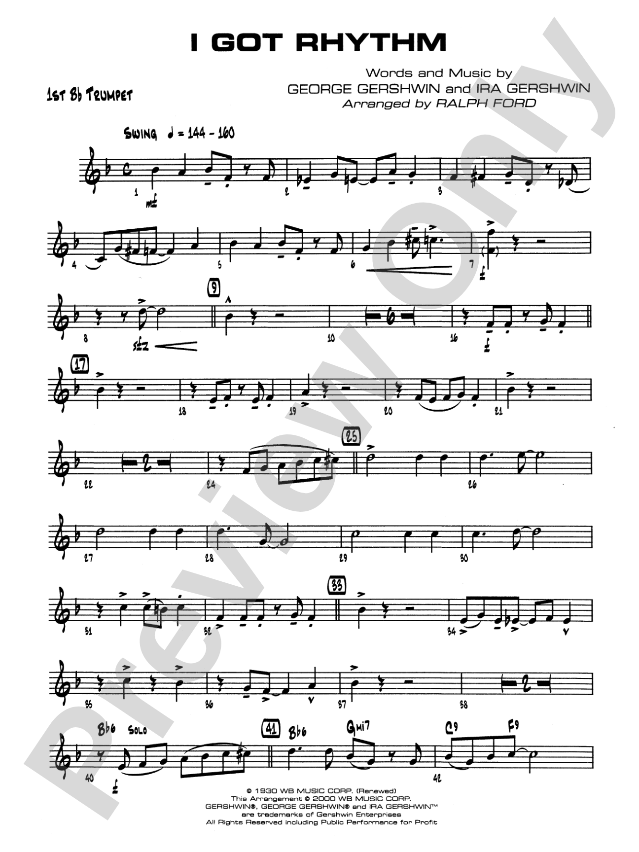 I Got Rhythm: 1st B-flat Trumpet