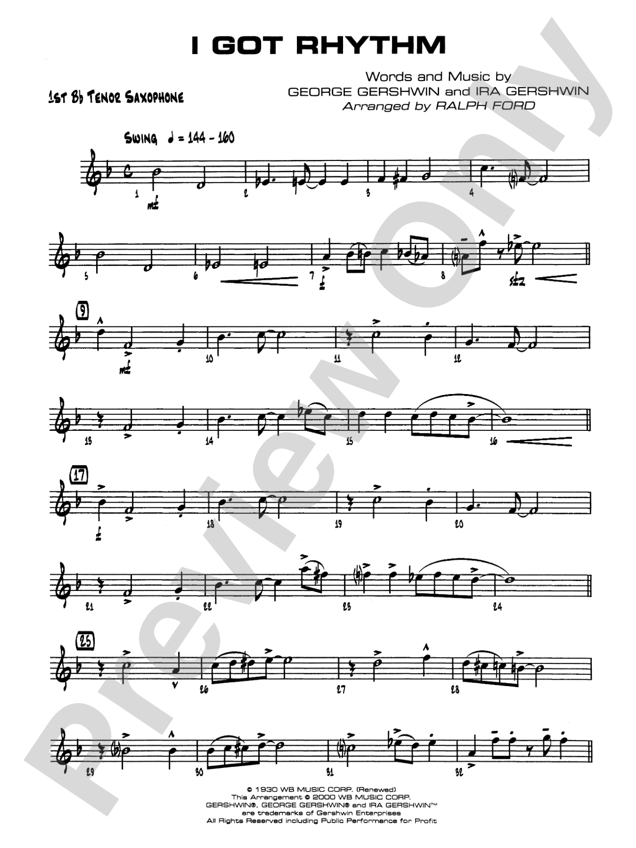 I Got Rhythm: B-flat Tenor Saxophone