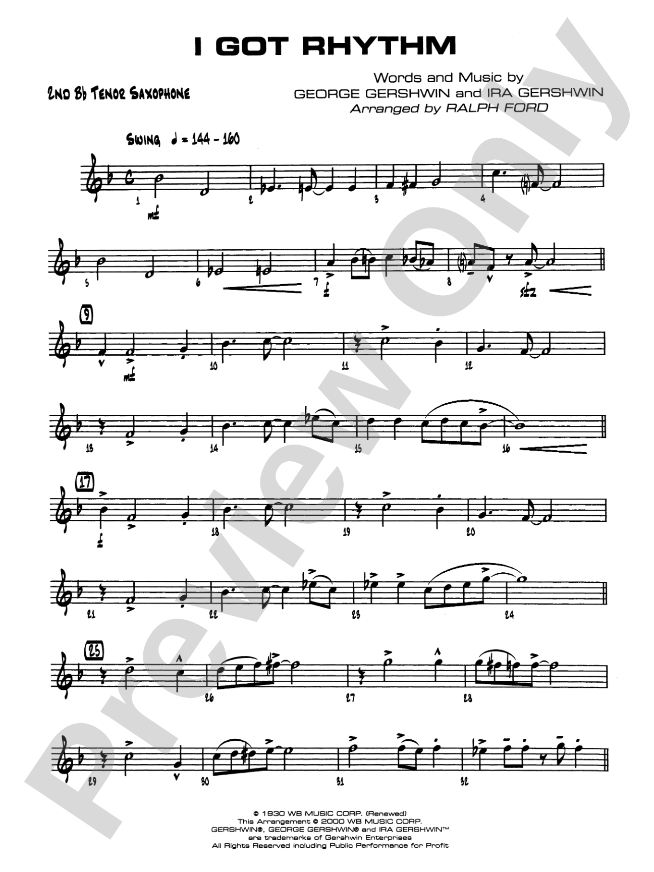 I Got Rhythm: 2nd B-flat Tenor Saxophone