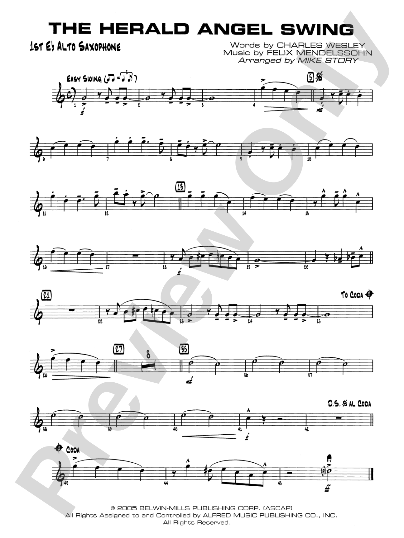 The Herald Angels Swing: E-flat Alto Saxophone