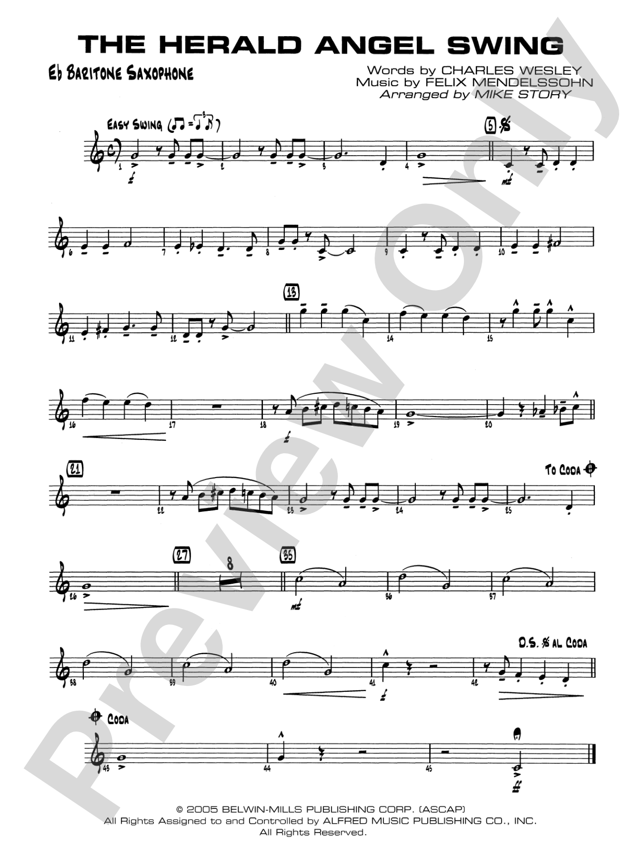 The Herald Angels Swing: E-flat Baritone Saxophone