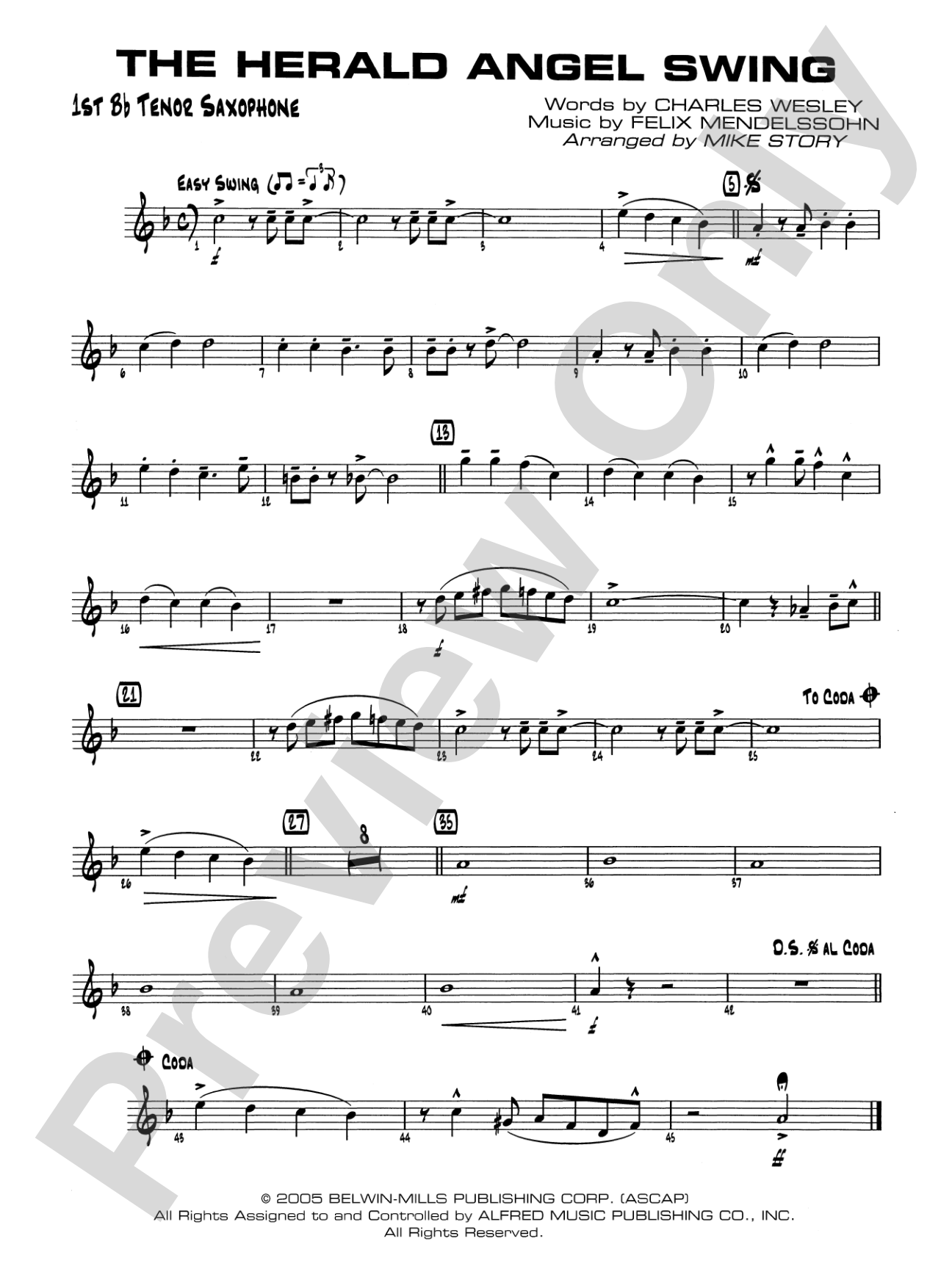 The Herald Angels Swing: B-flat Tenor Saxophone