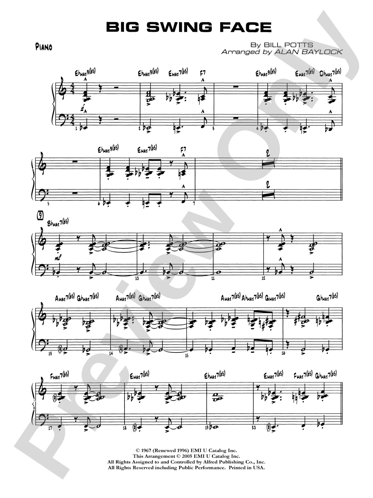 Big Swing Face: Piano Accompaniment
