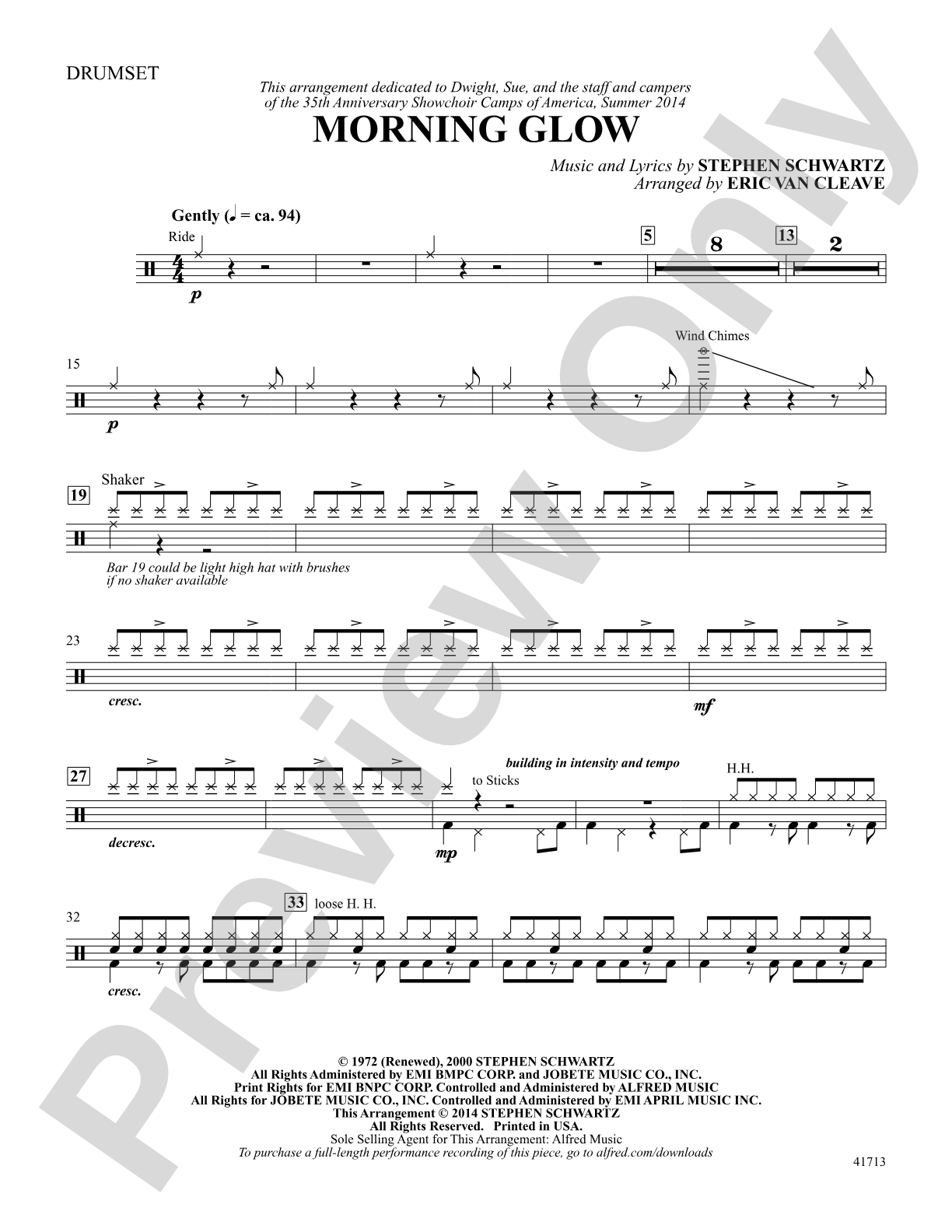 Morning Glow: Drumset: Choral SoundPax