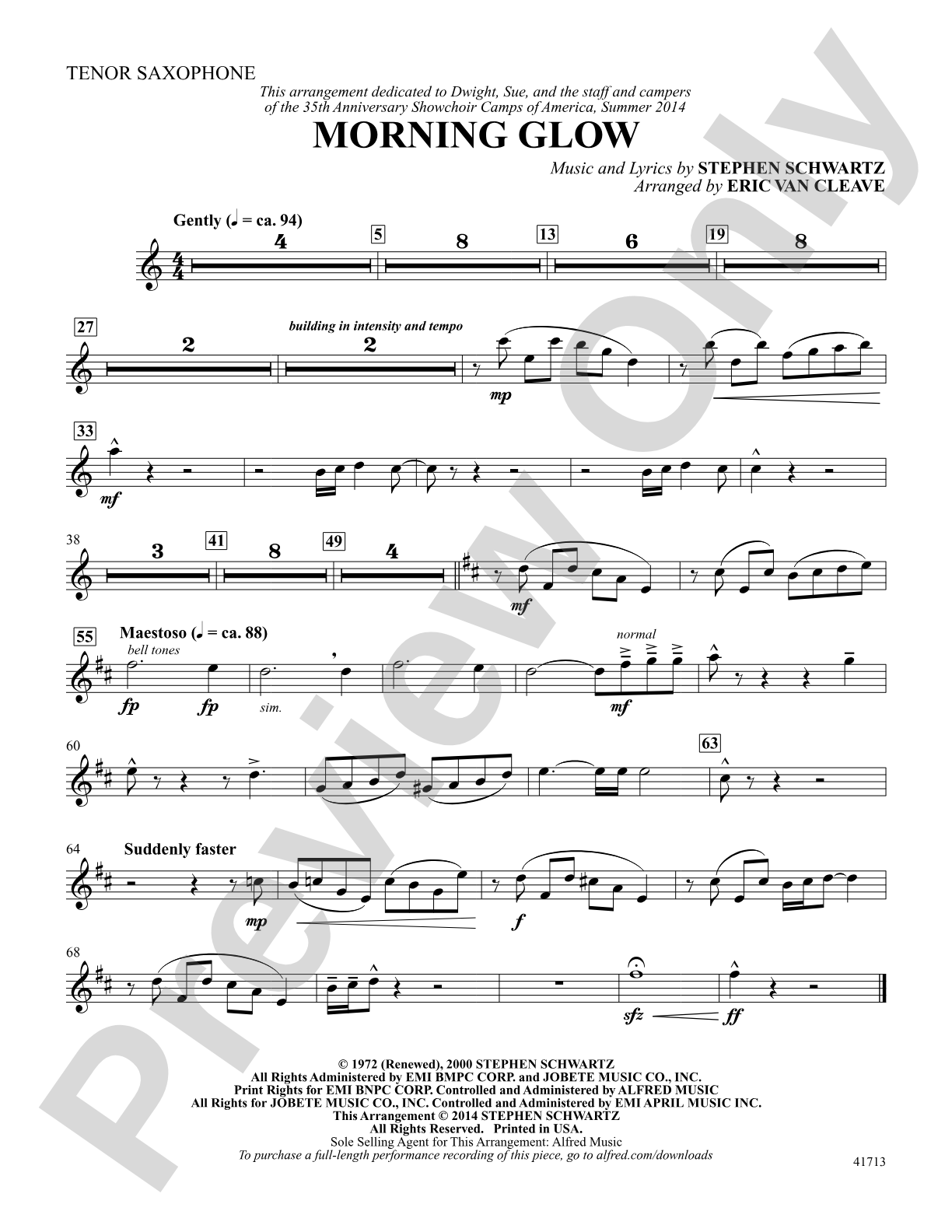 Morning Glow: Tenor Saxophone: Choral SoundPax