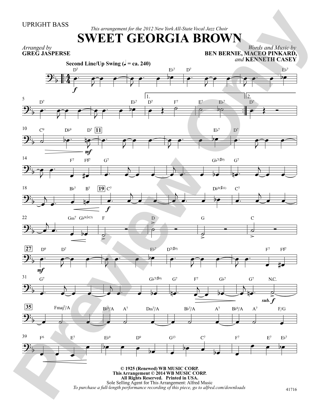 Sweet Georgia Brown: Bass: Choral SoundPax