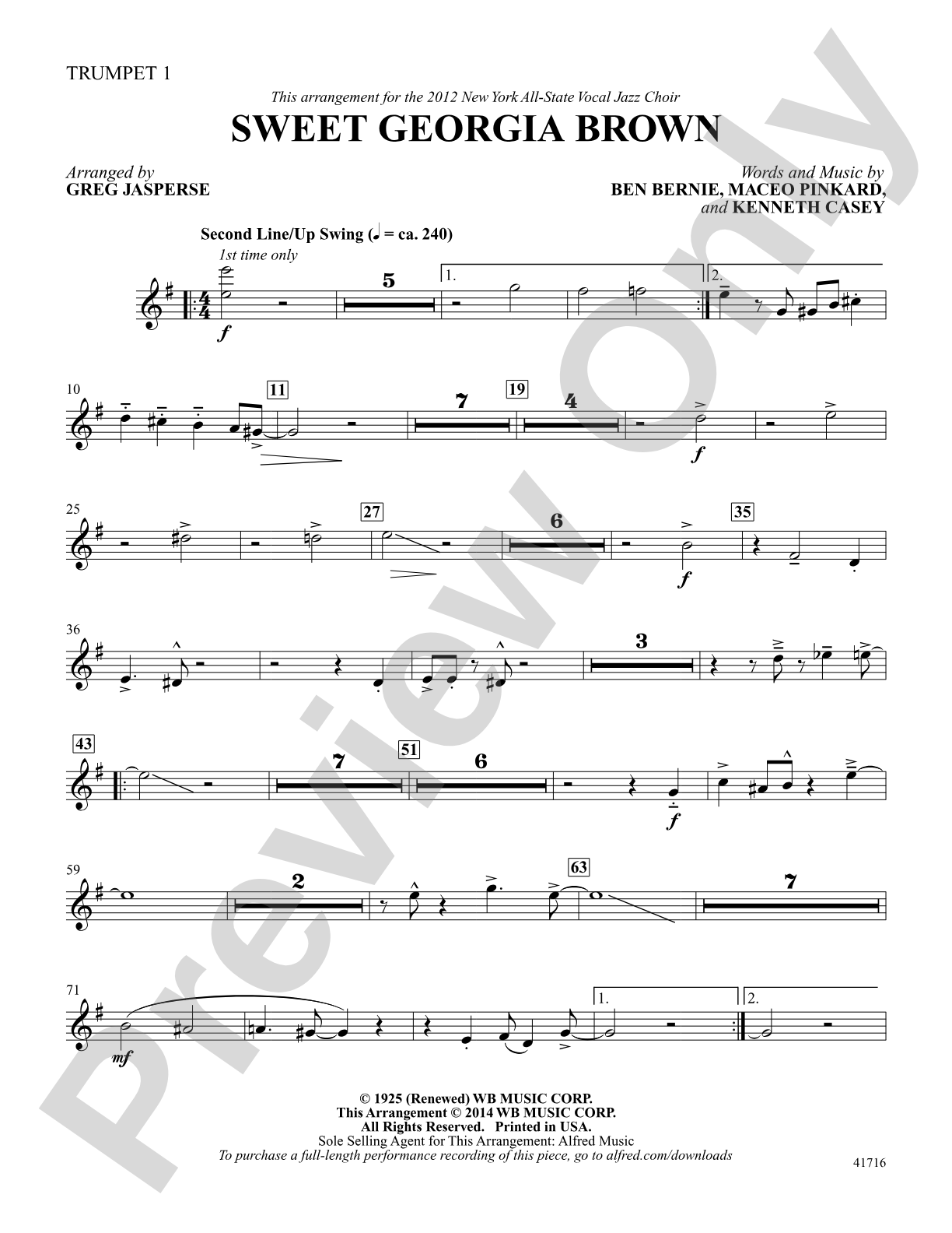 Sweet Georgia Brown: Trumpet 1: Choral SoundPax