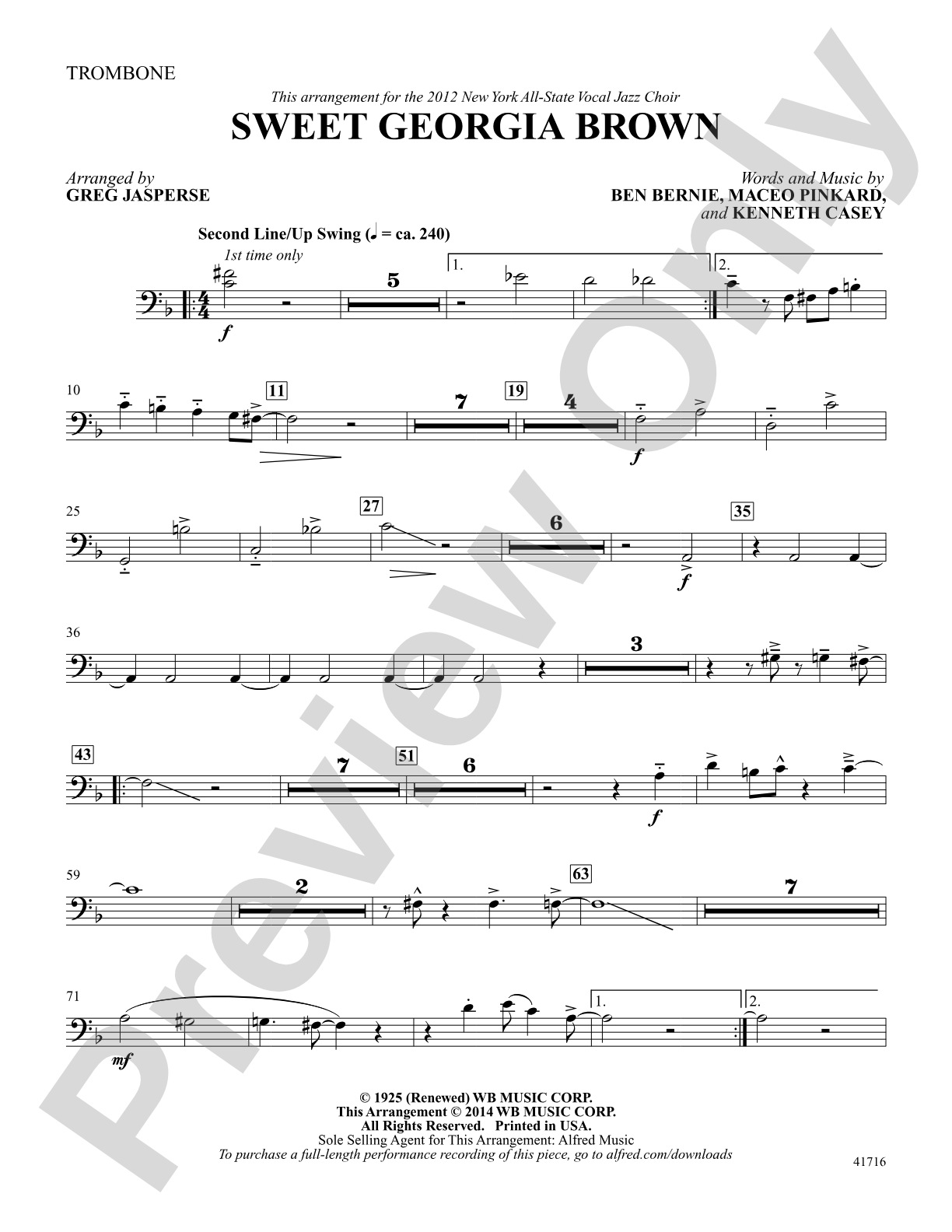 Sweet Georgia Brown: Trombone: Choral SoundPax