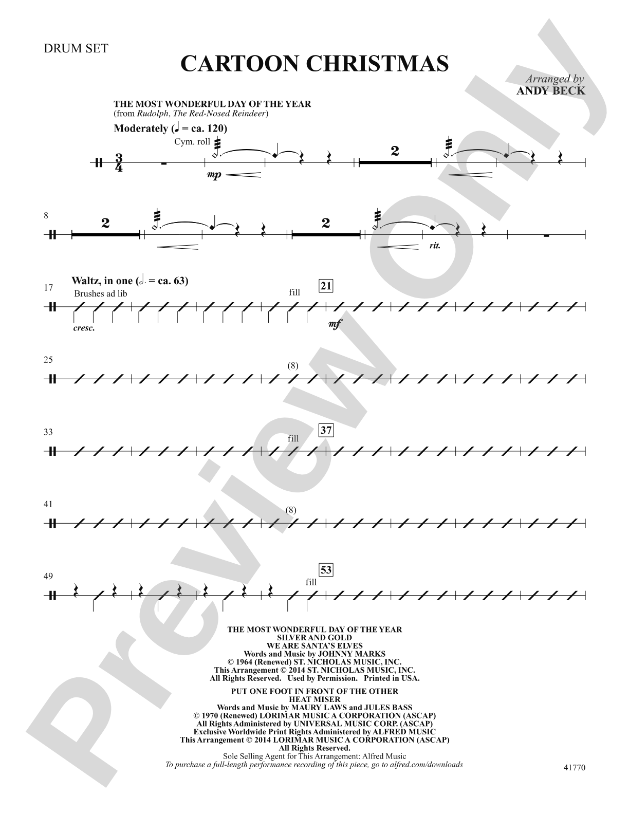 Cartoon Christmas: Drumset: Choral SoundPax