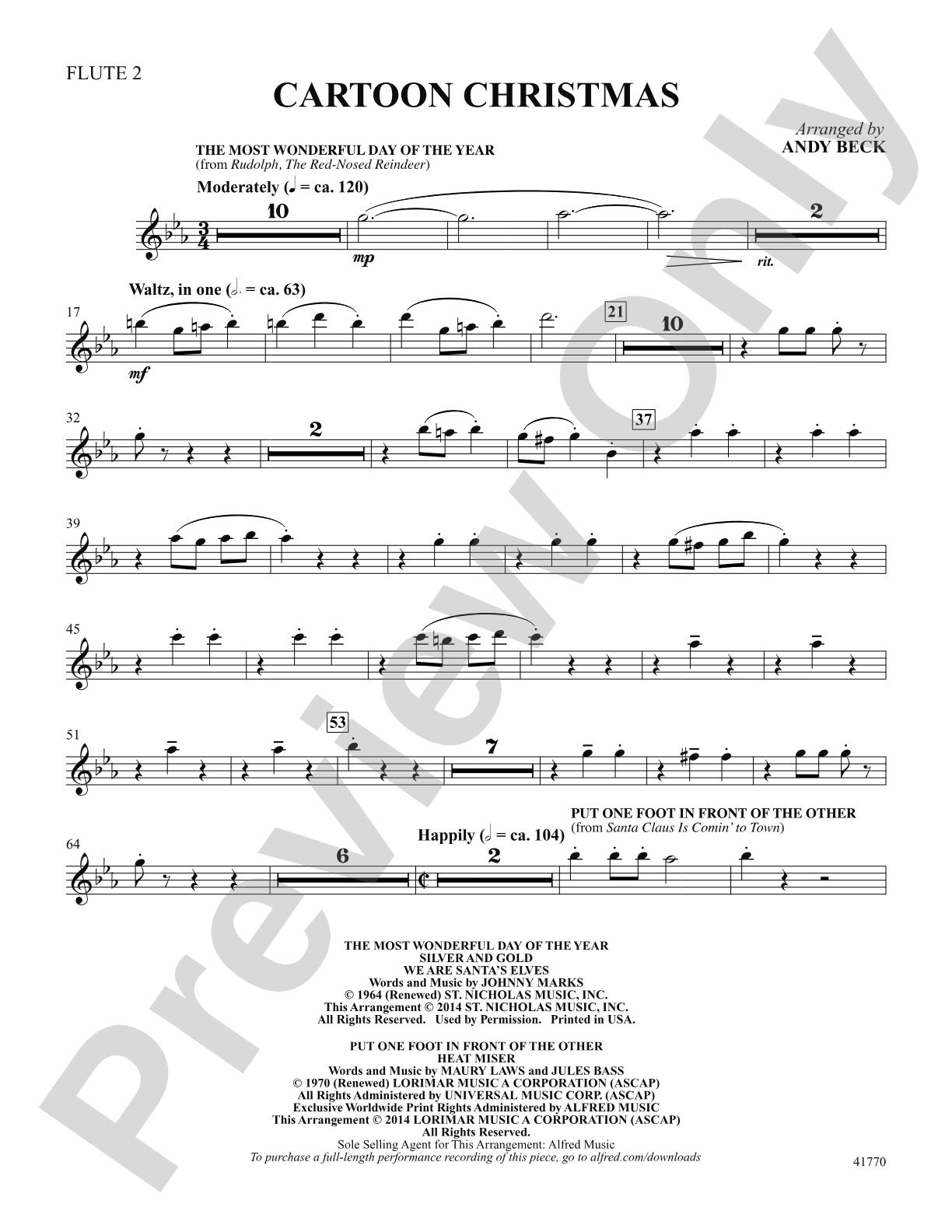 Cartoon Christmas: Flute 2: Choral SoundPax