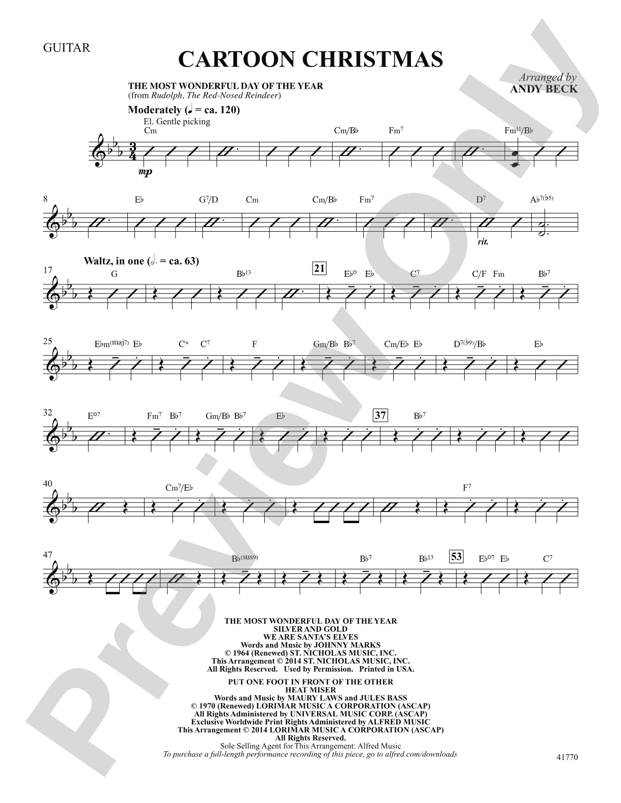 Cartoon Christmas: Guitar: Choral SoundPax