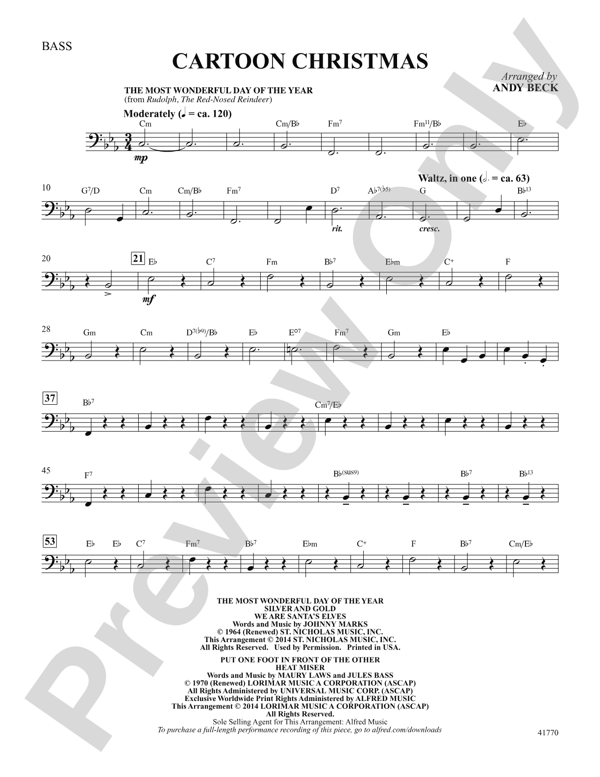 Cartoon Christmas: Bass: Choral SoundPax