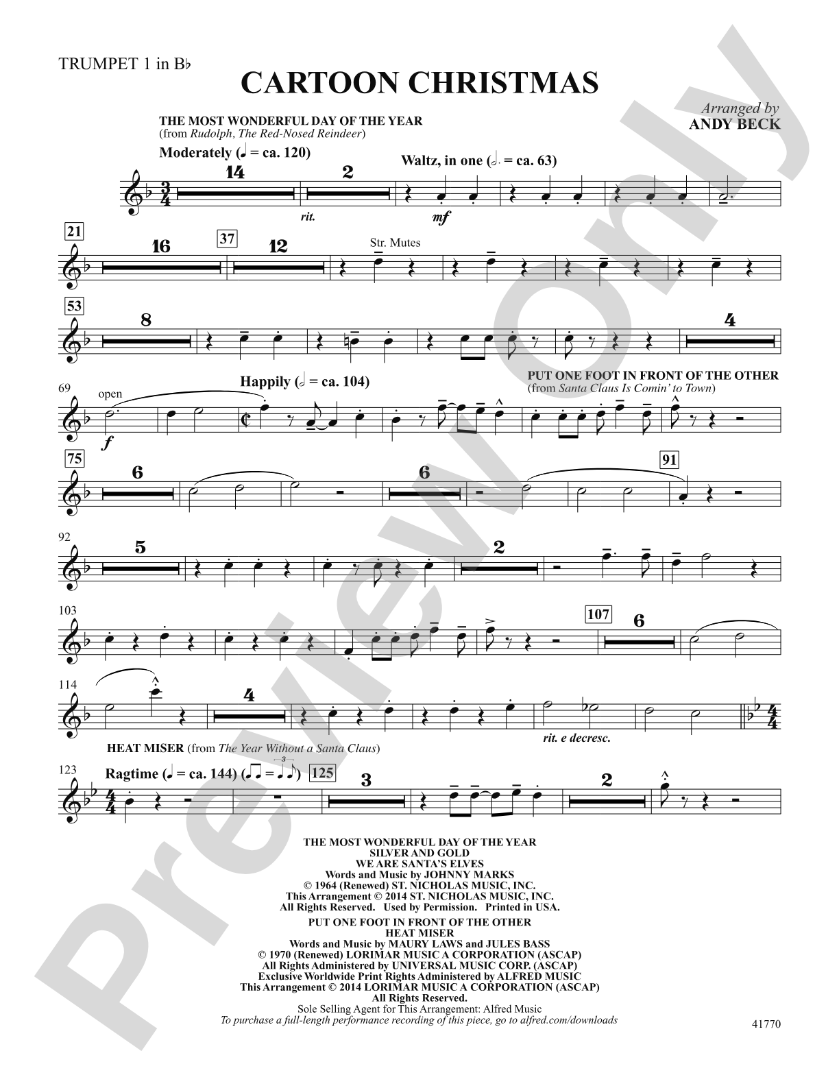 Cartoon Christmas: Trumpet 1: Choral SoundPax