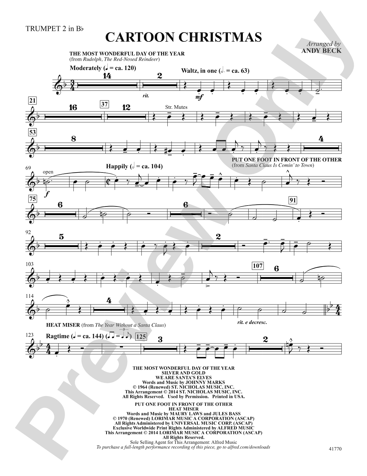 Cartoon Christmas: Trumpet 2: Choral SoundPax