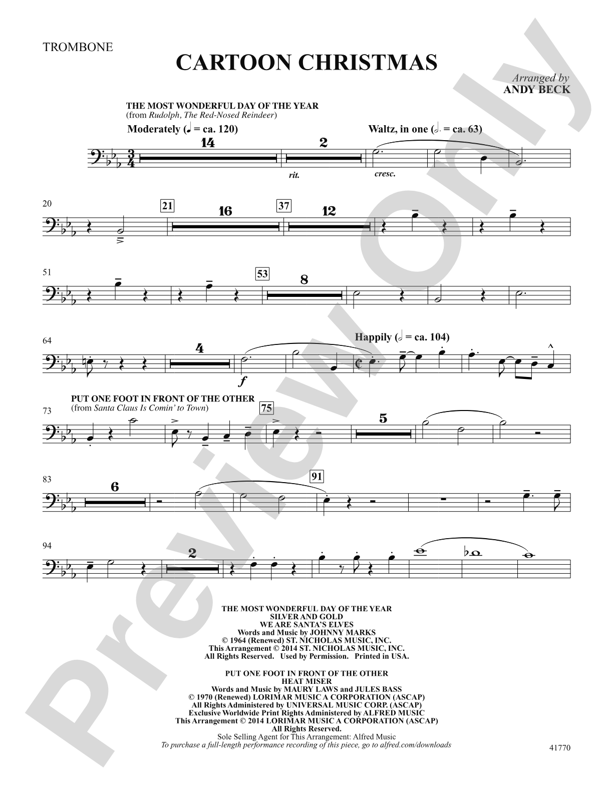 Cartoon Christmas: Trombone: Choral SoundPax