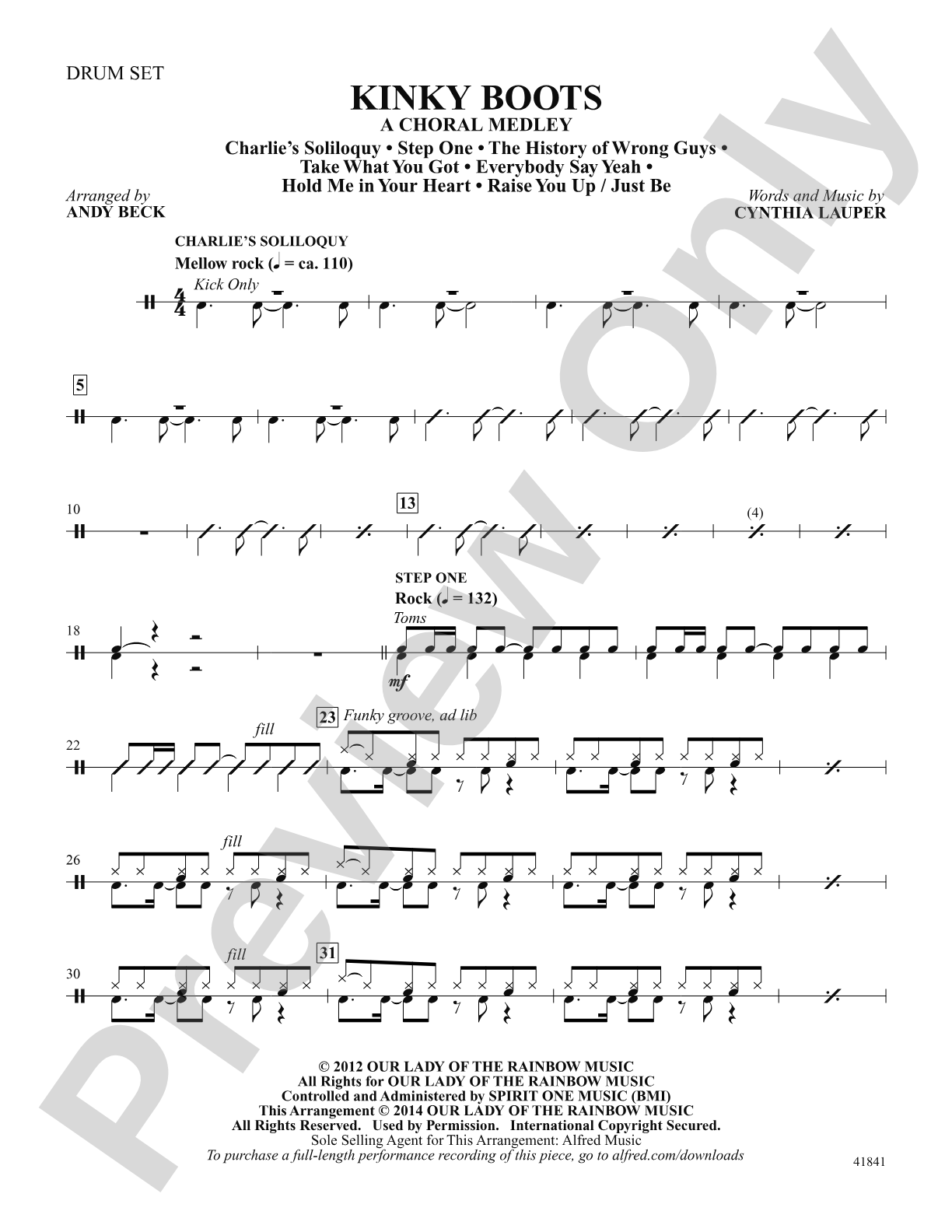 Kinky Boots: Drumset: Choral SoundPax