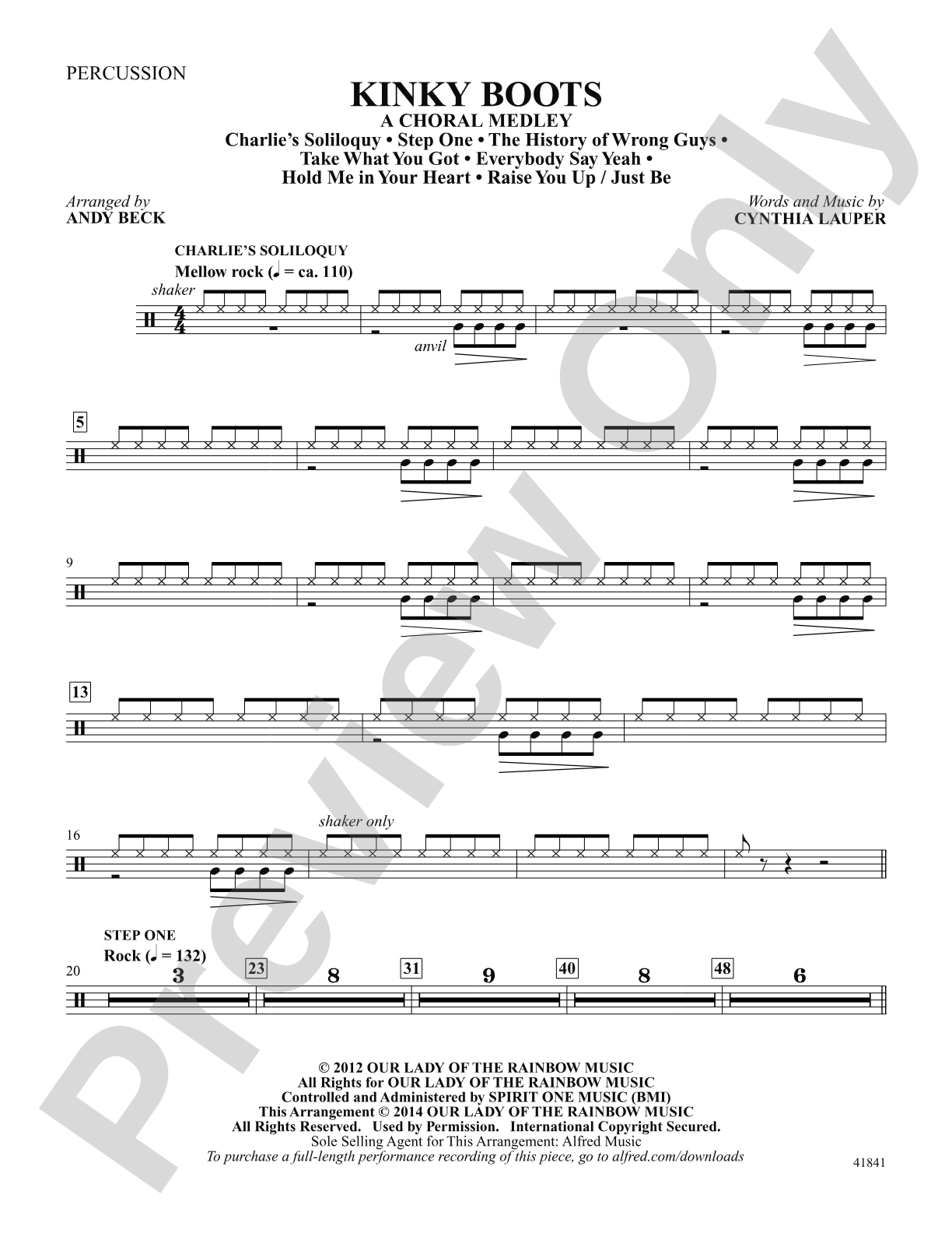 Kinky Boots: Percussion: Choral SoundPax