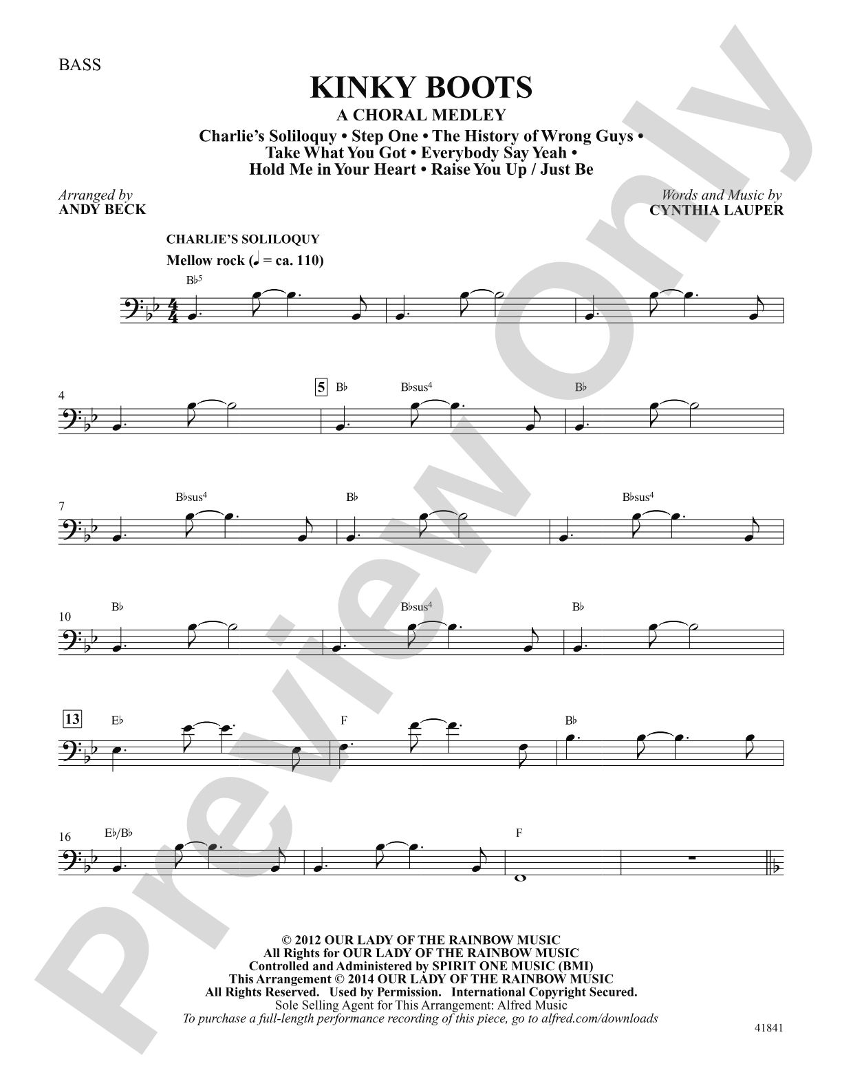 Kinky Boots: Bass: Choral SoundPax