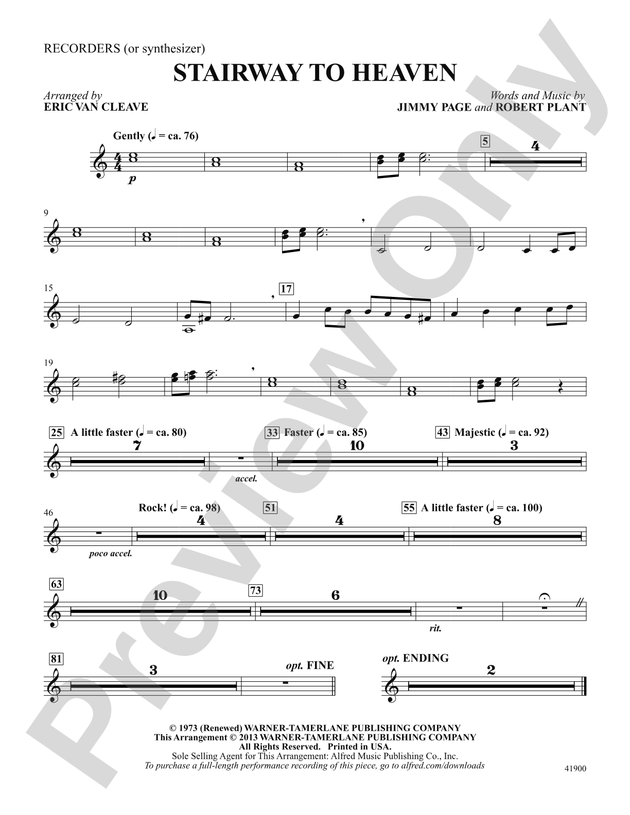 Stairway to Heaven: Recorders: Choral SoundPax