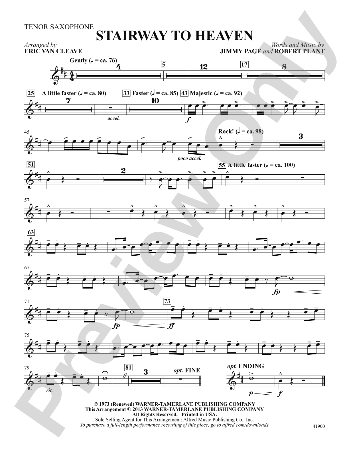 Stairway to Heaven: Tenor Saxophone: Choral SoundPax