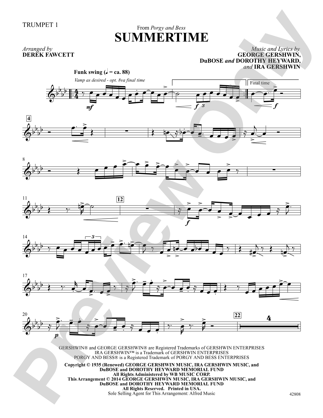 Summertime: Trumpet 1: Choral SoundPax