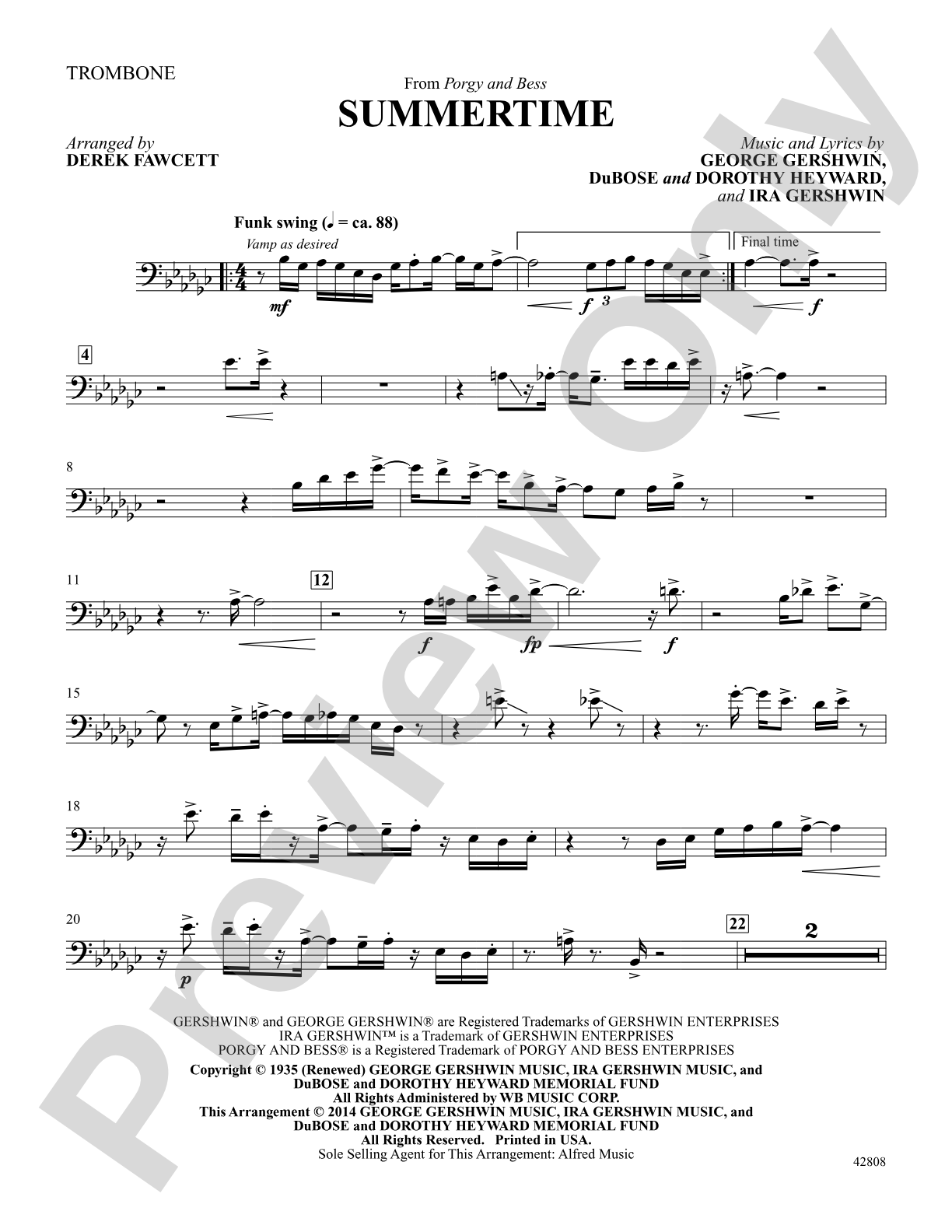 Summertime: Trombone: Choral SoundPax