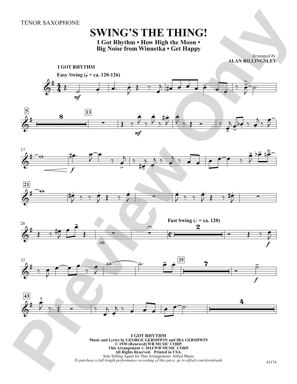 Swing's the Thing: Tenor Saxophone: Choral SoundPax