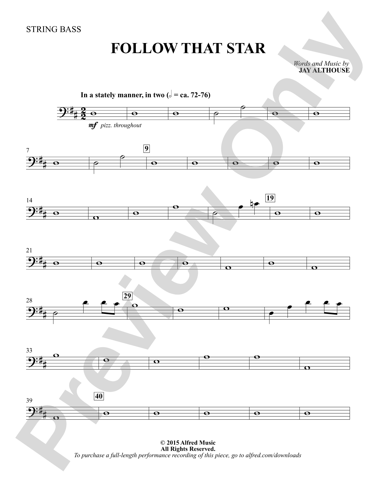 Follow That Star: String Bass: Choral Octavo Digital SoundPax