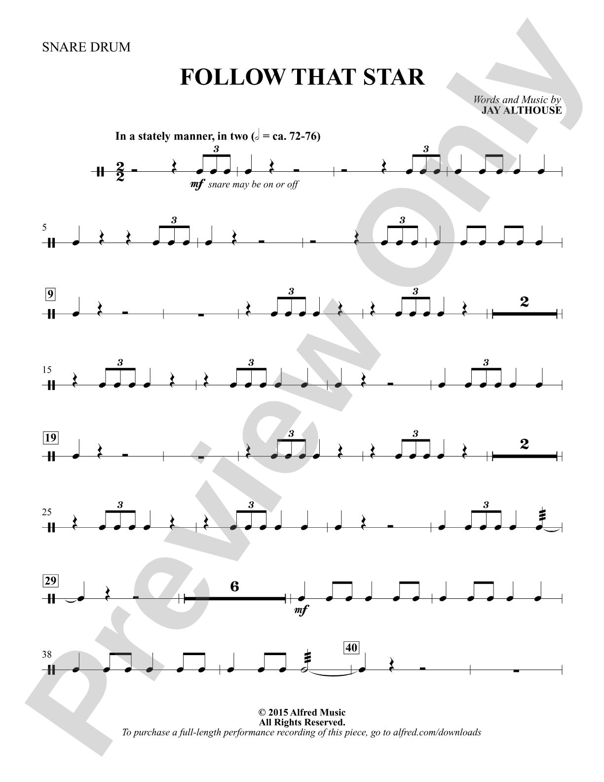 Follow That Star: Snare Drum: Choral Octavo Digital SoundPax
