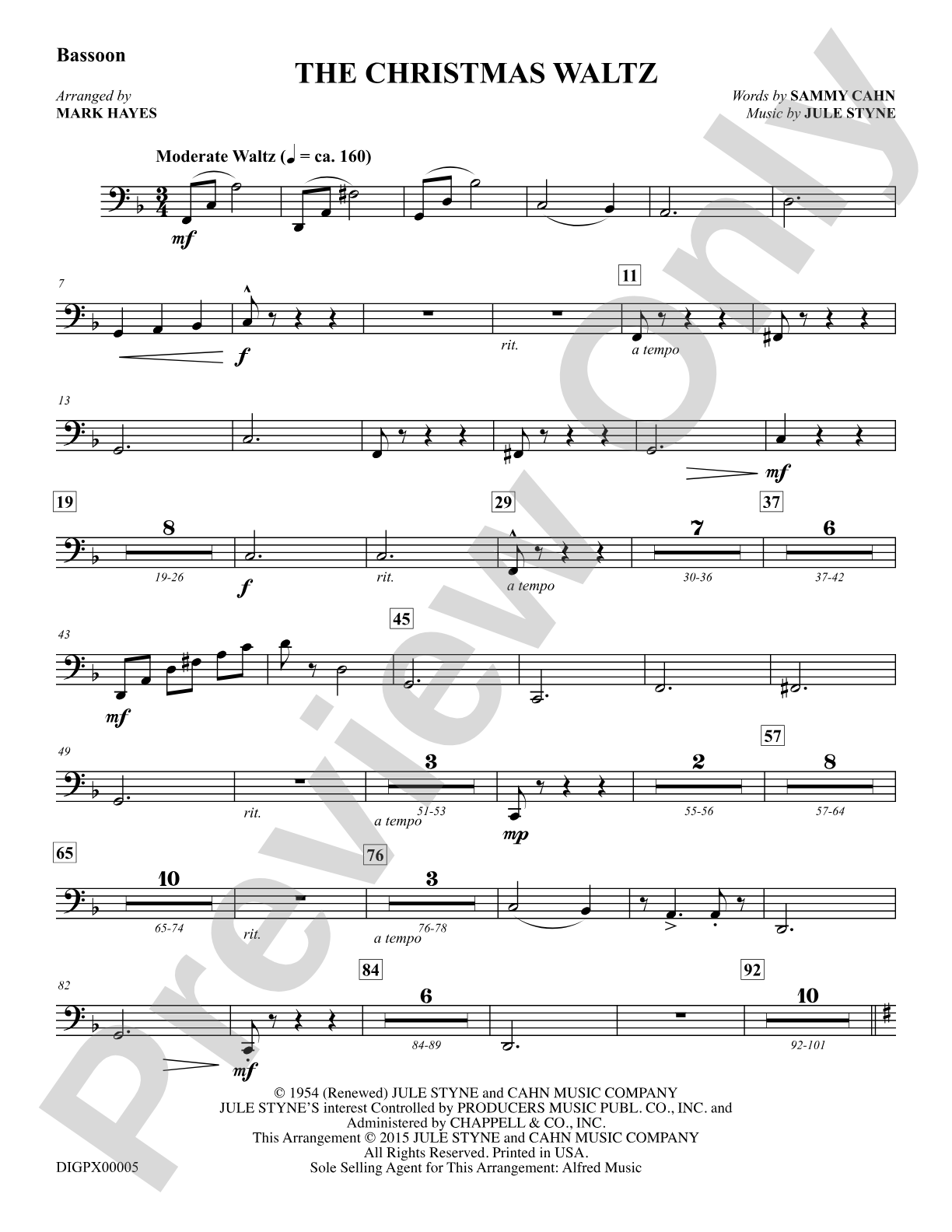 The Christmas Waltz: Bassoon: Choral Octavo Digital SoundPax