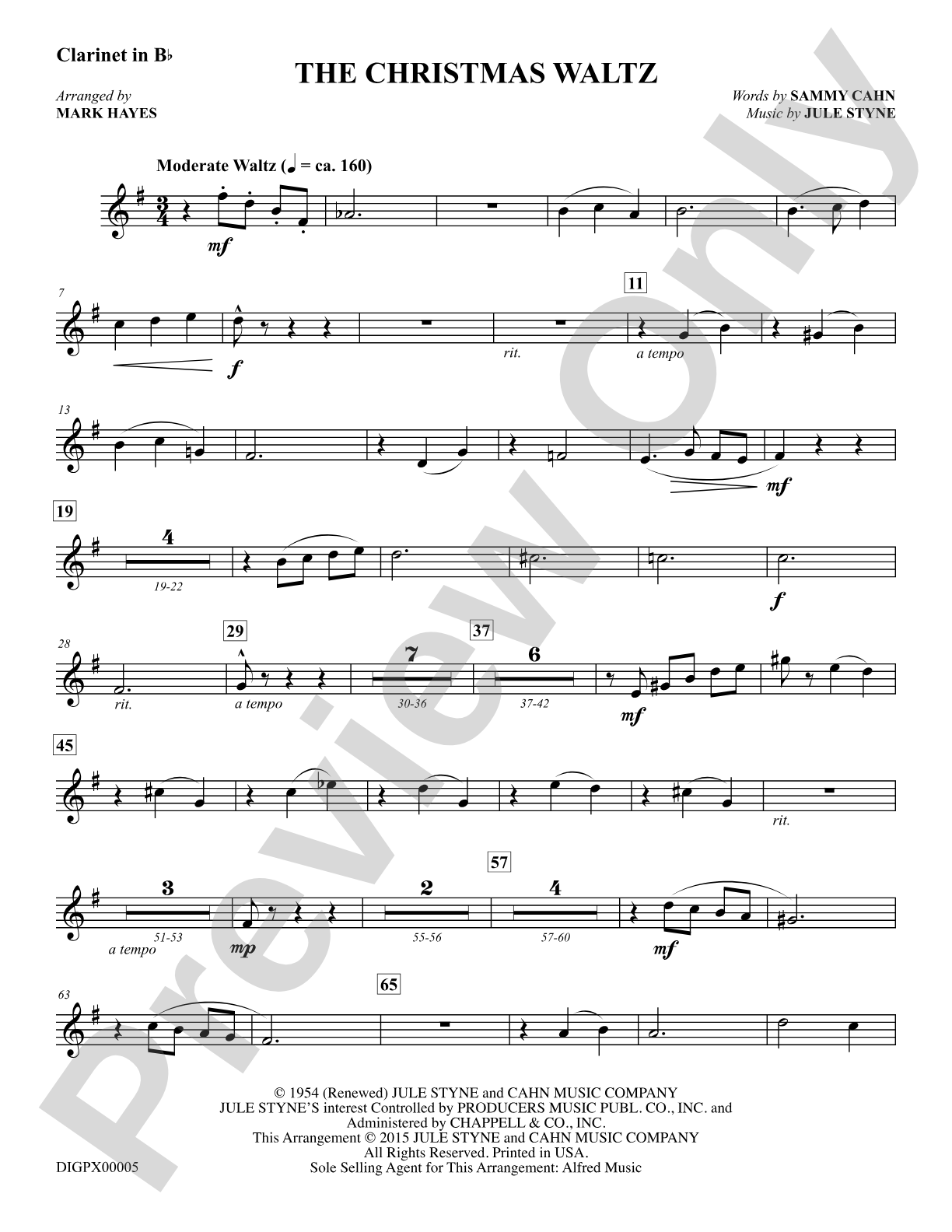 The Christmas Waltz: Clarinet: Choral Octavo Digital SoundPax