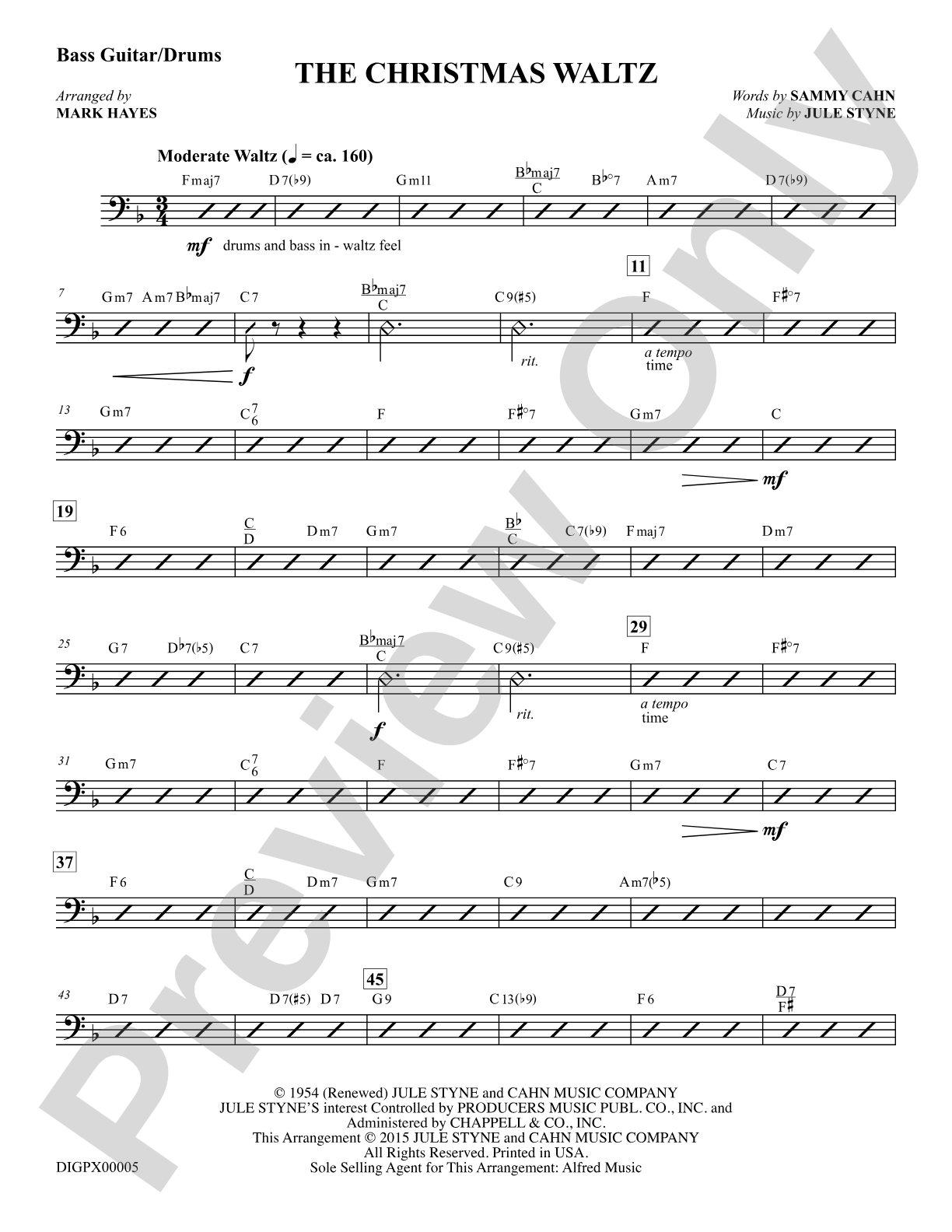 The Christmas Waltz: Electric Bass / Drumset: Choral Octavo Digital SoundPax