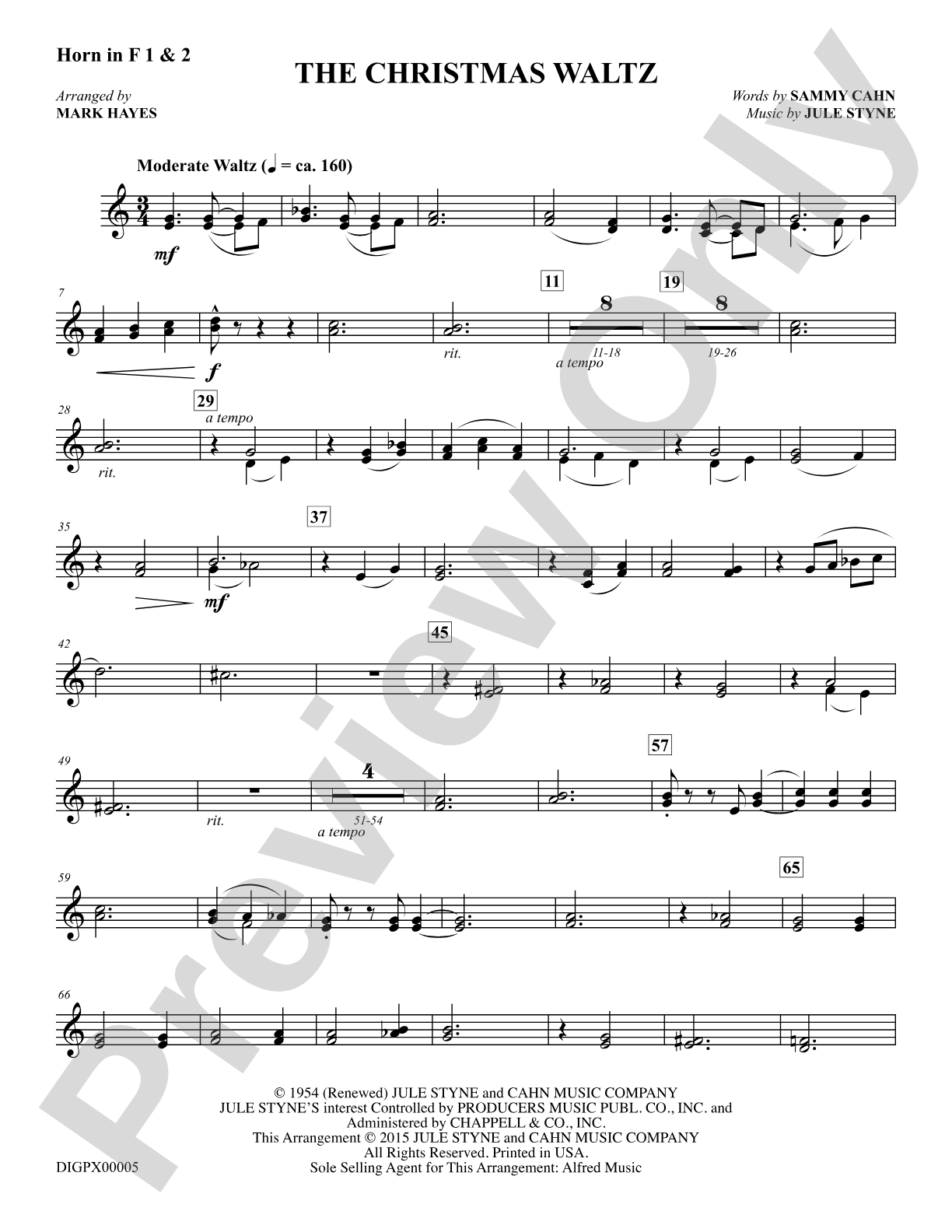 The Christmas Waltz: Horns 1 & 2: Choral Octavo Digital SoundPax