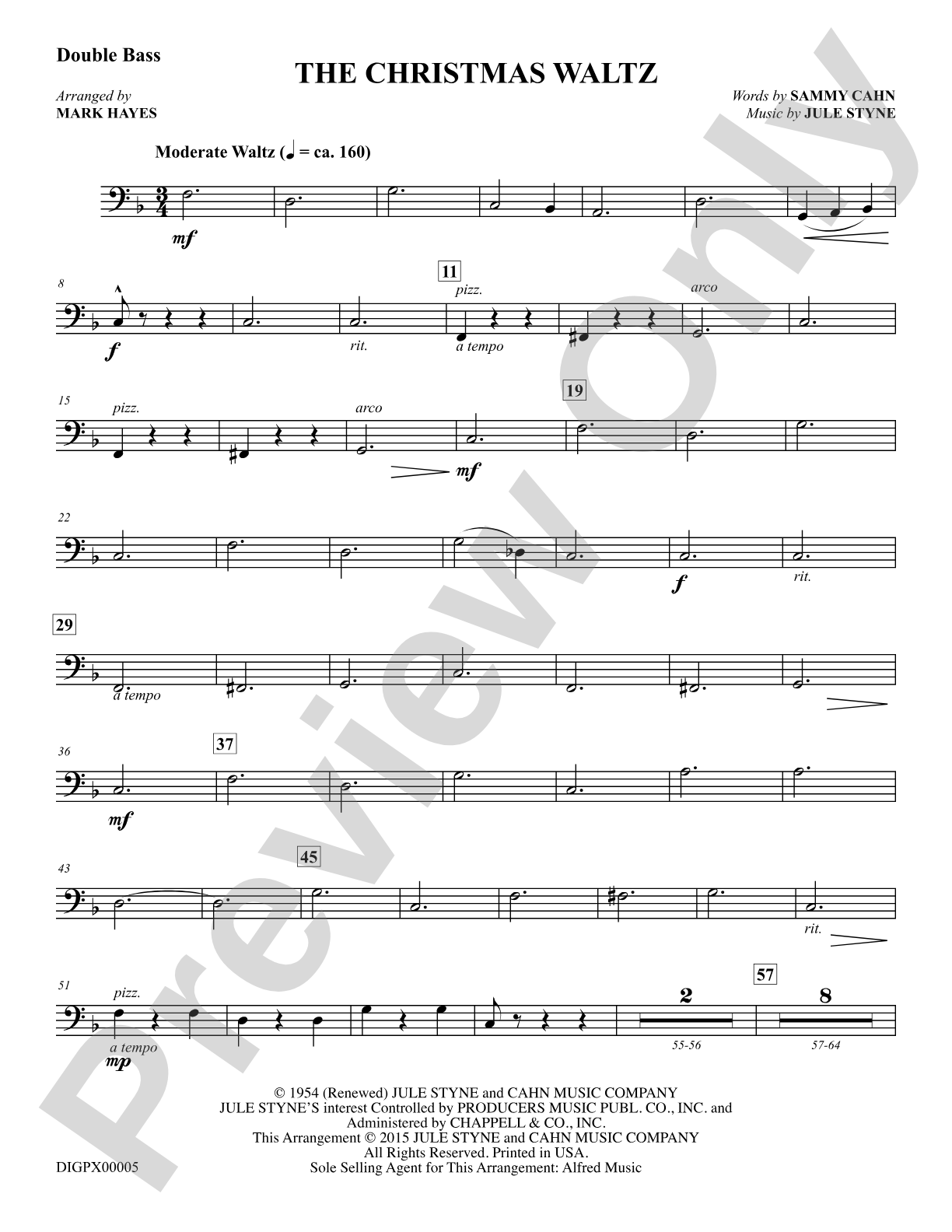 The Christmas Waltz: Double Bass: Choral Octavo Digital SoundPax