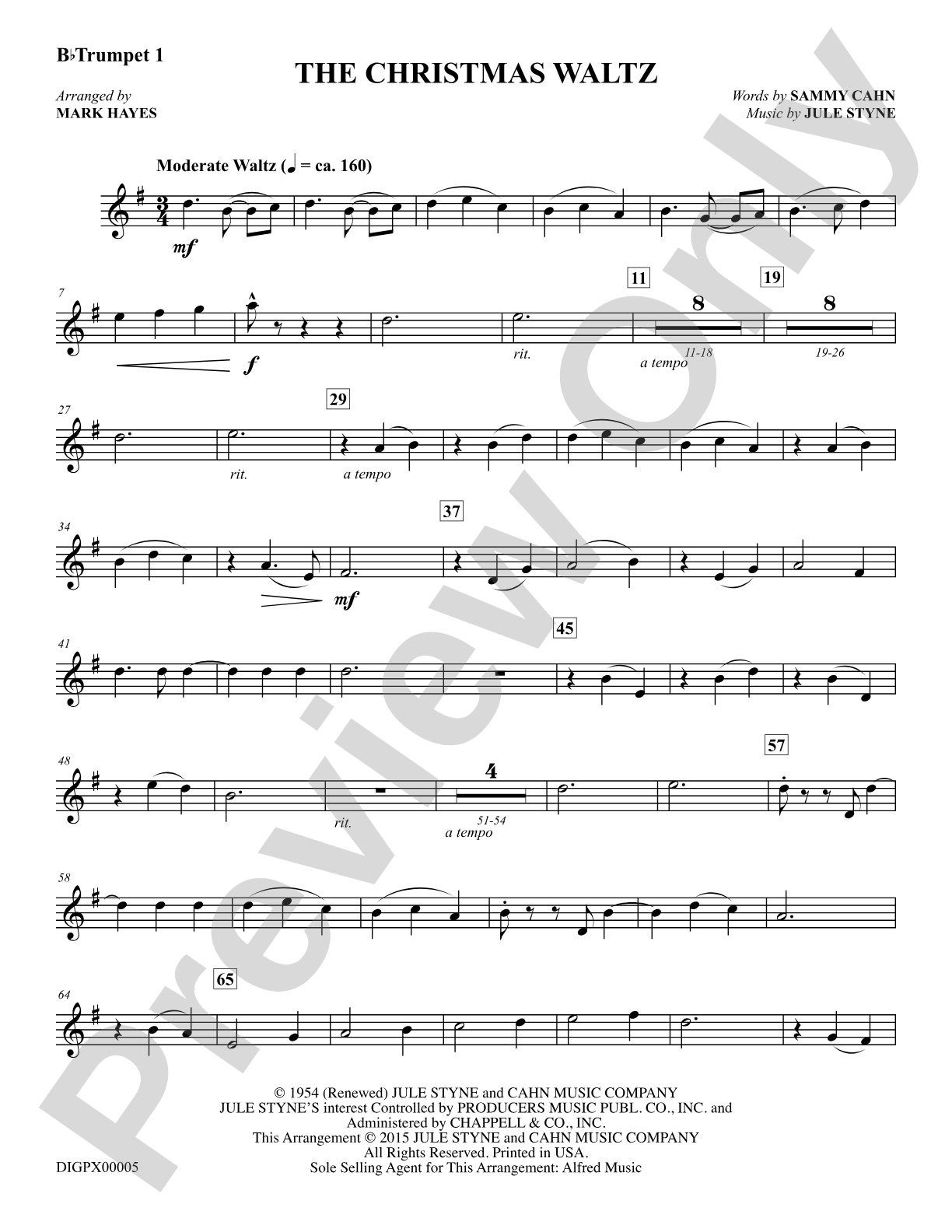 The Christmas Waltz: Trumpet 1: Choral Octavo Digital SoundPax