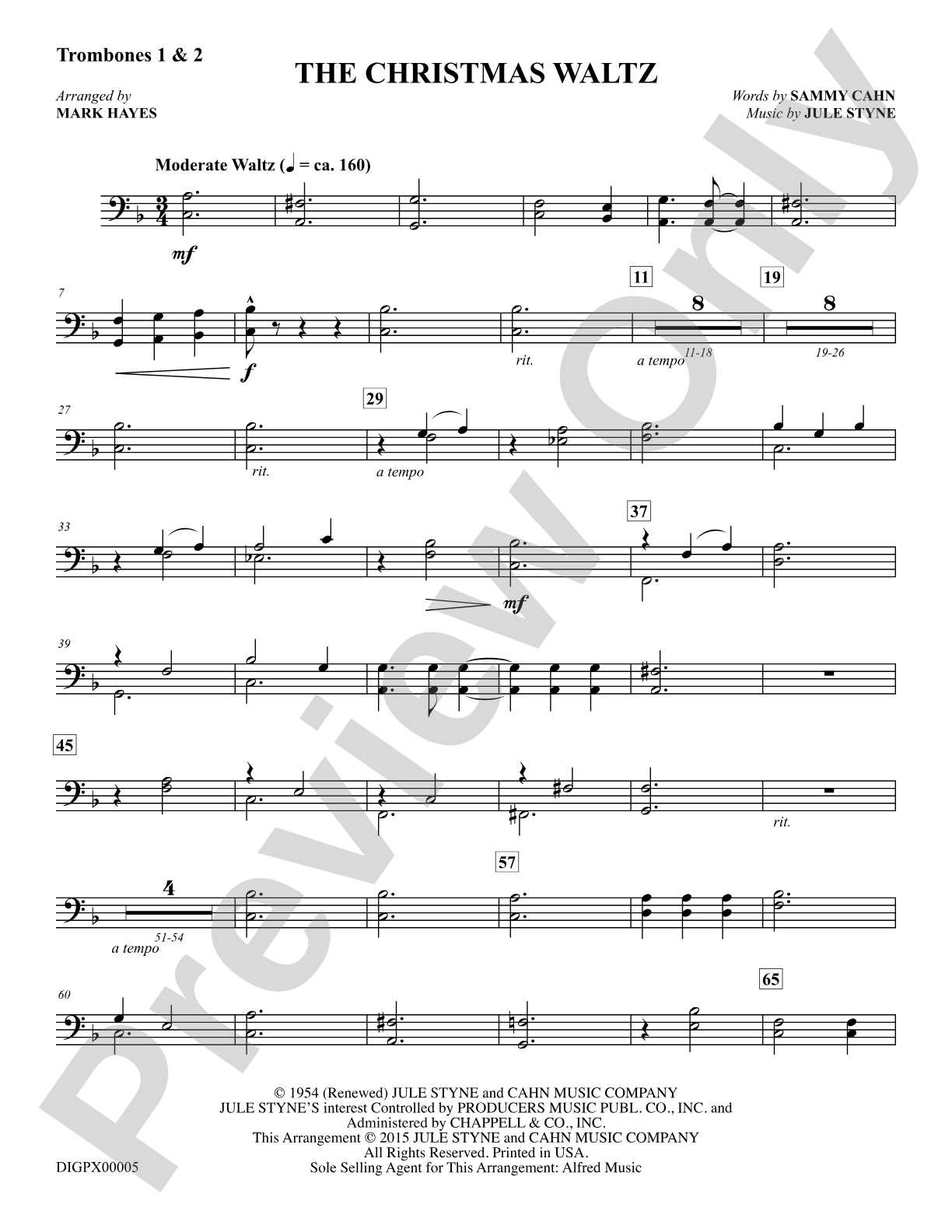The Christmas Waltz: Trombones 1 & 2: Choral Octavo Digital SoundPax