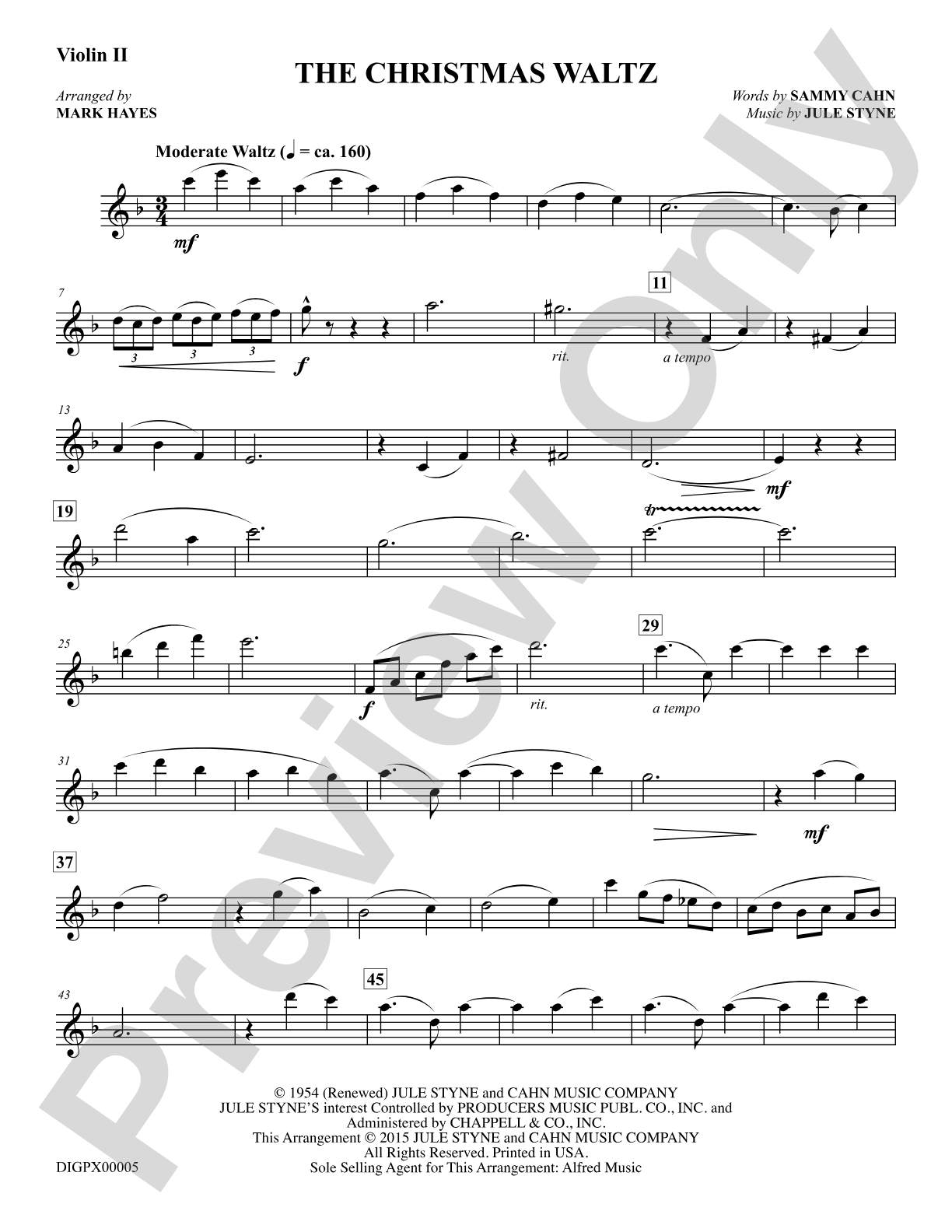 The Christmas Waltz: Violin 2: Choral Octavo Digital SoundPax