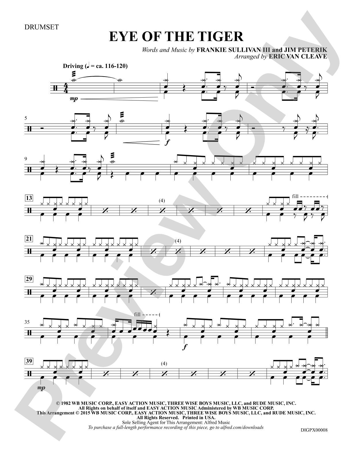 Eye of the Tiger: Drumset: Choral Octavo Digital SoundPax
