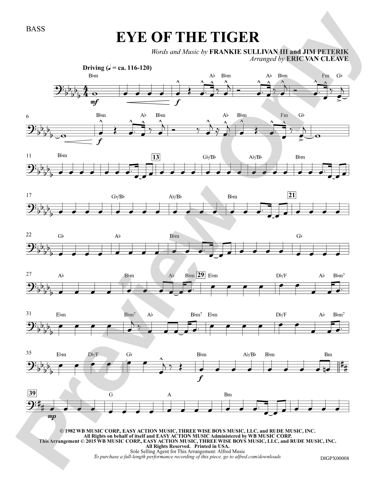 Eye of the Tiger: Bass: Choral Octavo Digital SoundPax