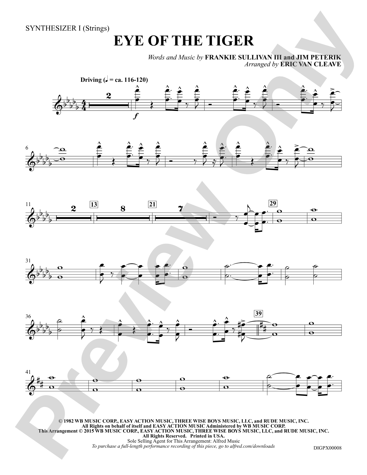 Eye of the Tiger: Synthesizer 1: Choral Octavo Digital SoundPax