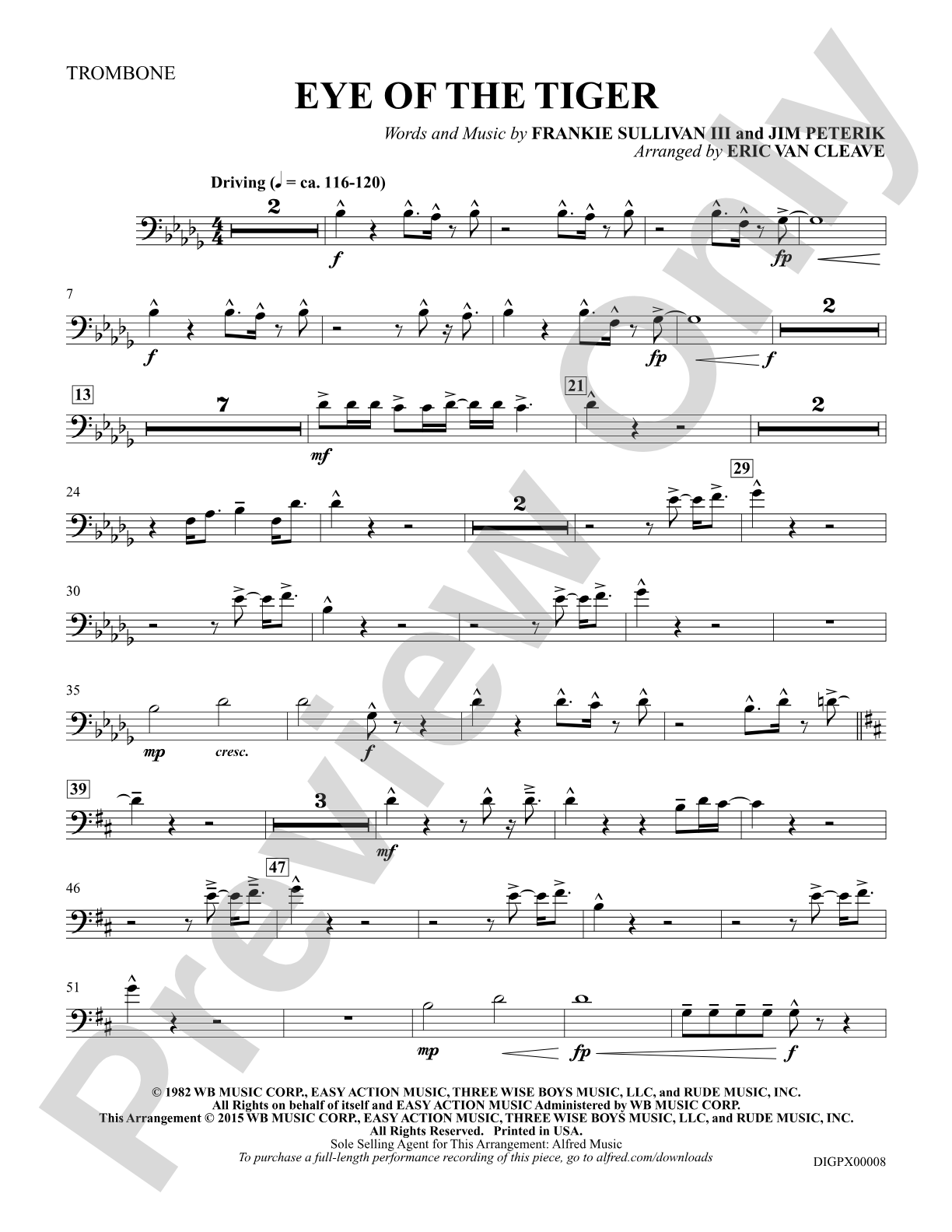 Eye of the Tiger: Trombone: Choral Octavo Digital SoundPax
