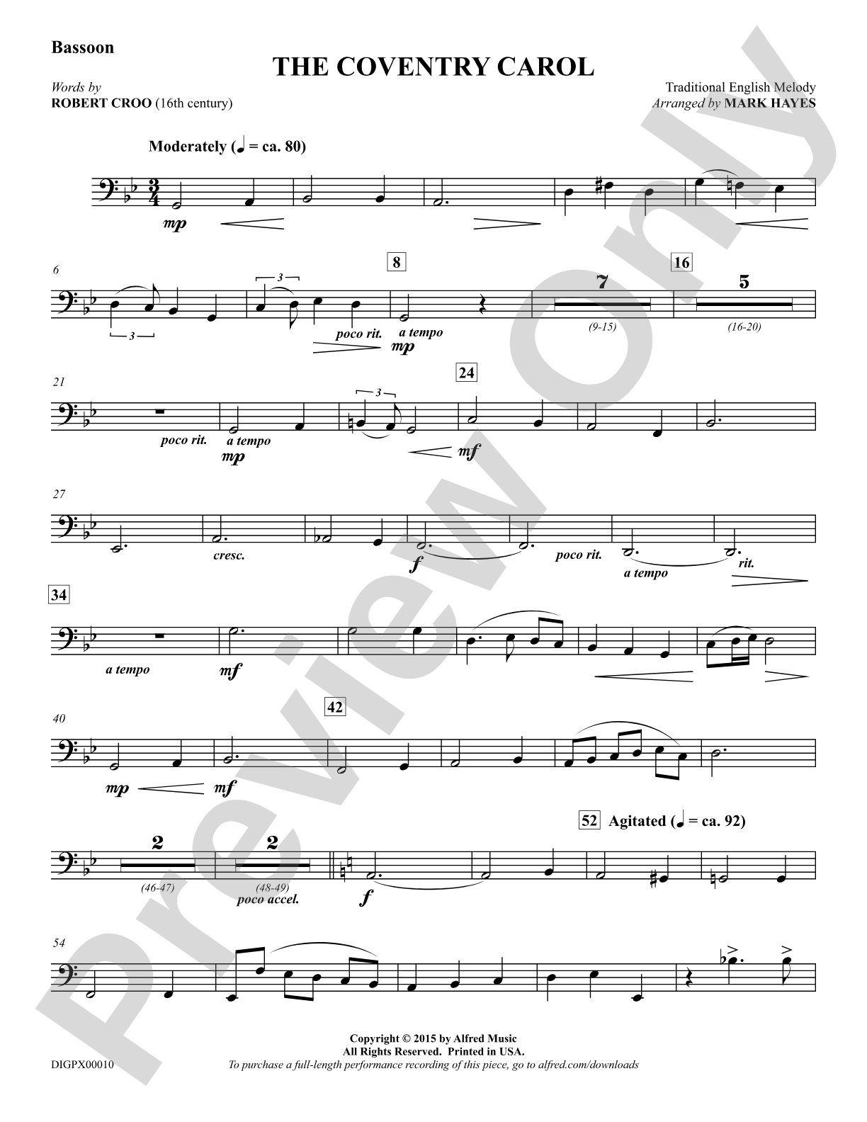 The Coventry Carol: Bassoon: Choral Octavo Digital SoundPax